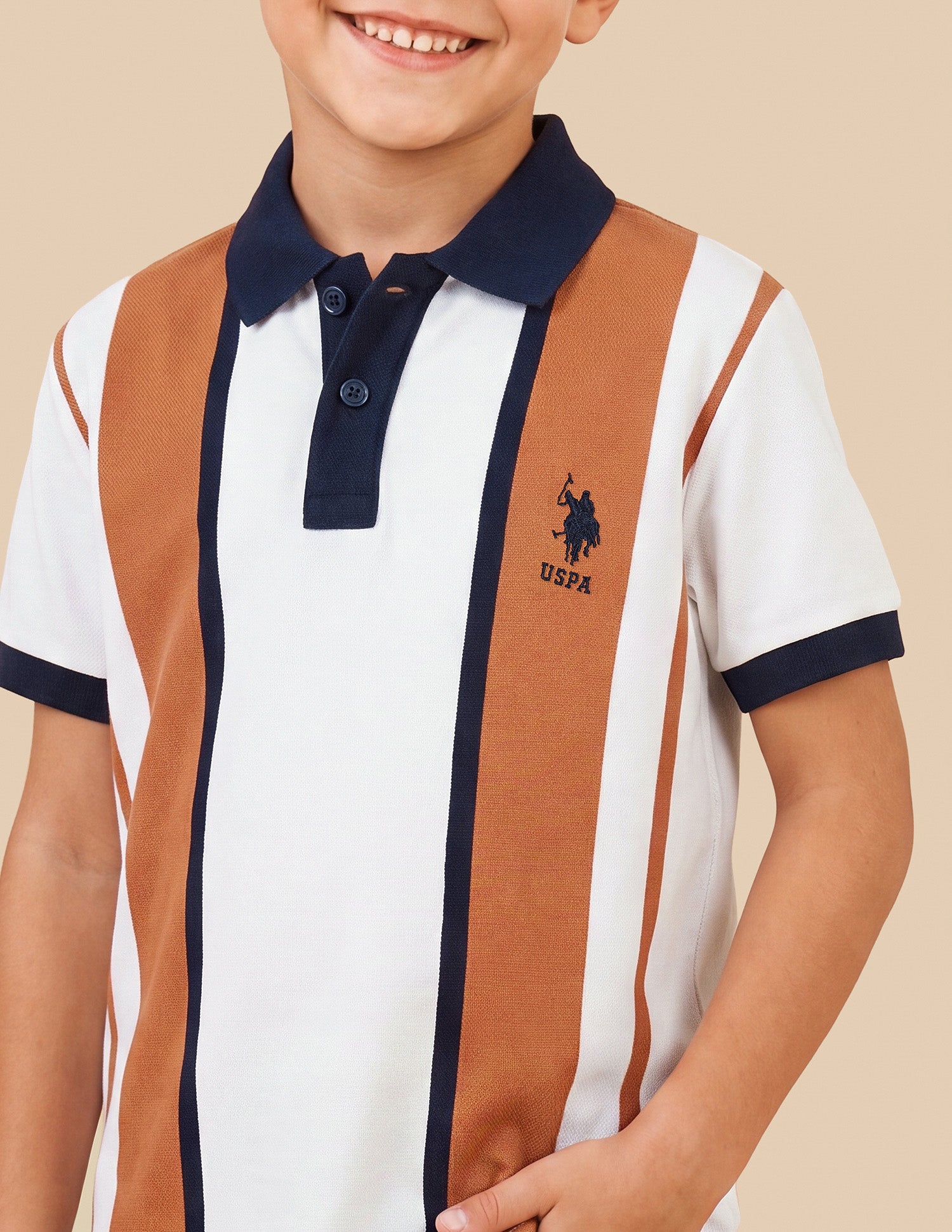 Vertical Striped Regular Fit Polo Shirt Rust - U.S. Polo Assn. India | Large