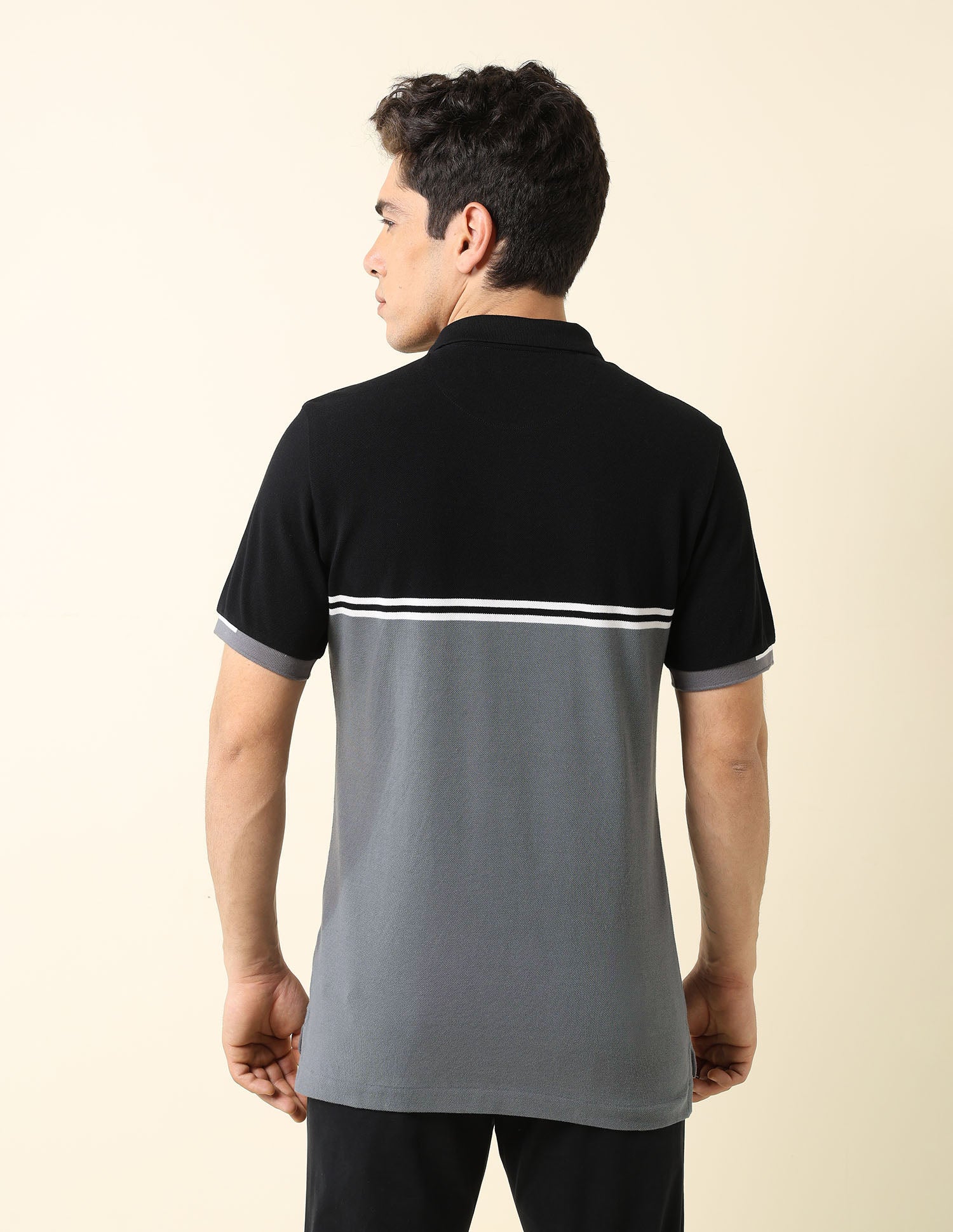 Colourblocked Modern Monochrome Polo Shirt Black - U.S. Polo Assn. India | Large