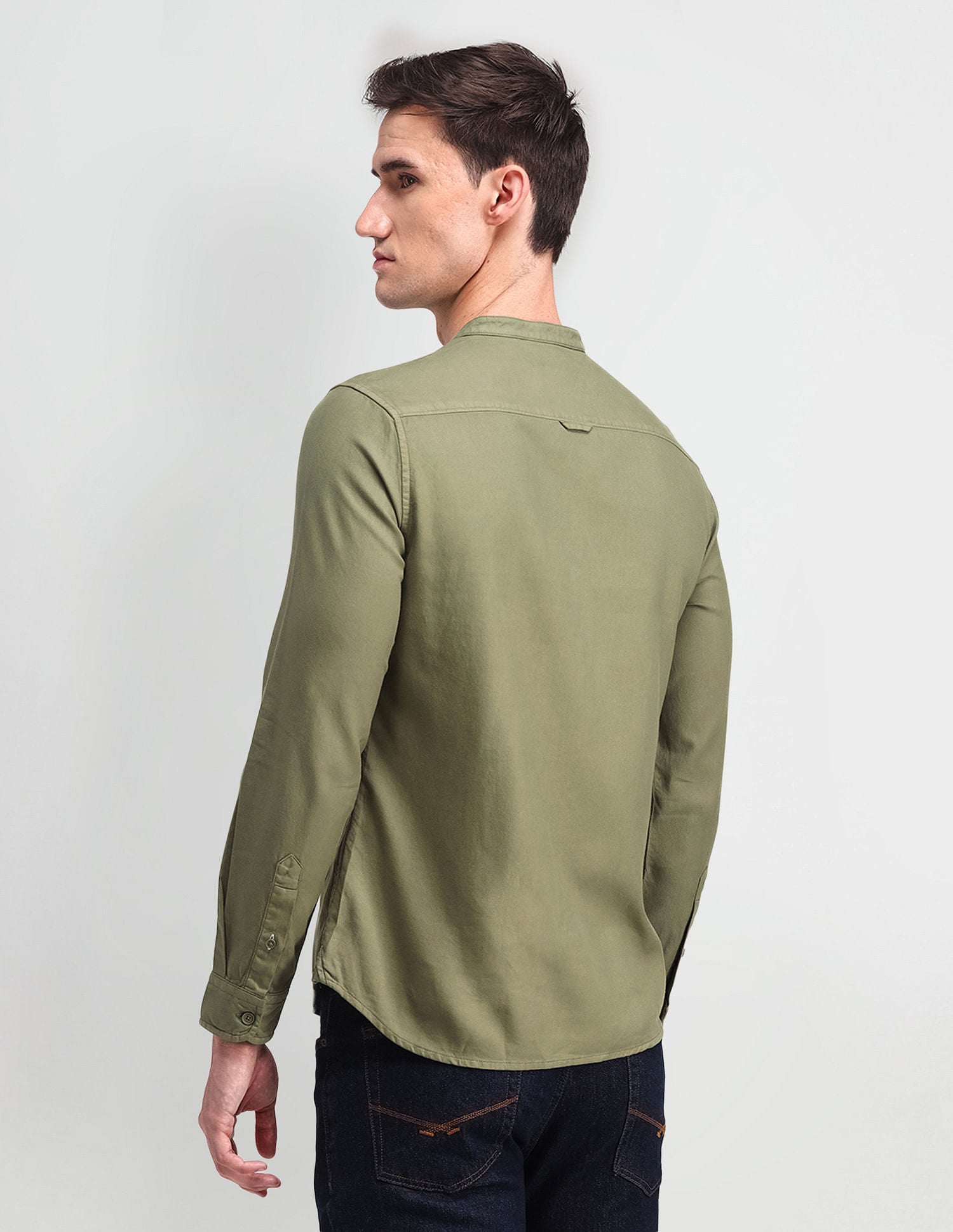 Mandarin Collar Slim Fit Shirt Green - U.S. Polo Assn. India | Large