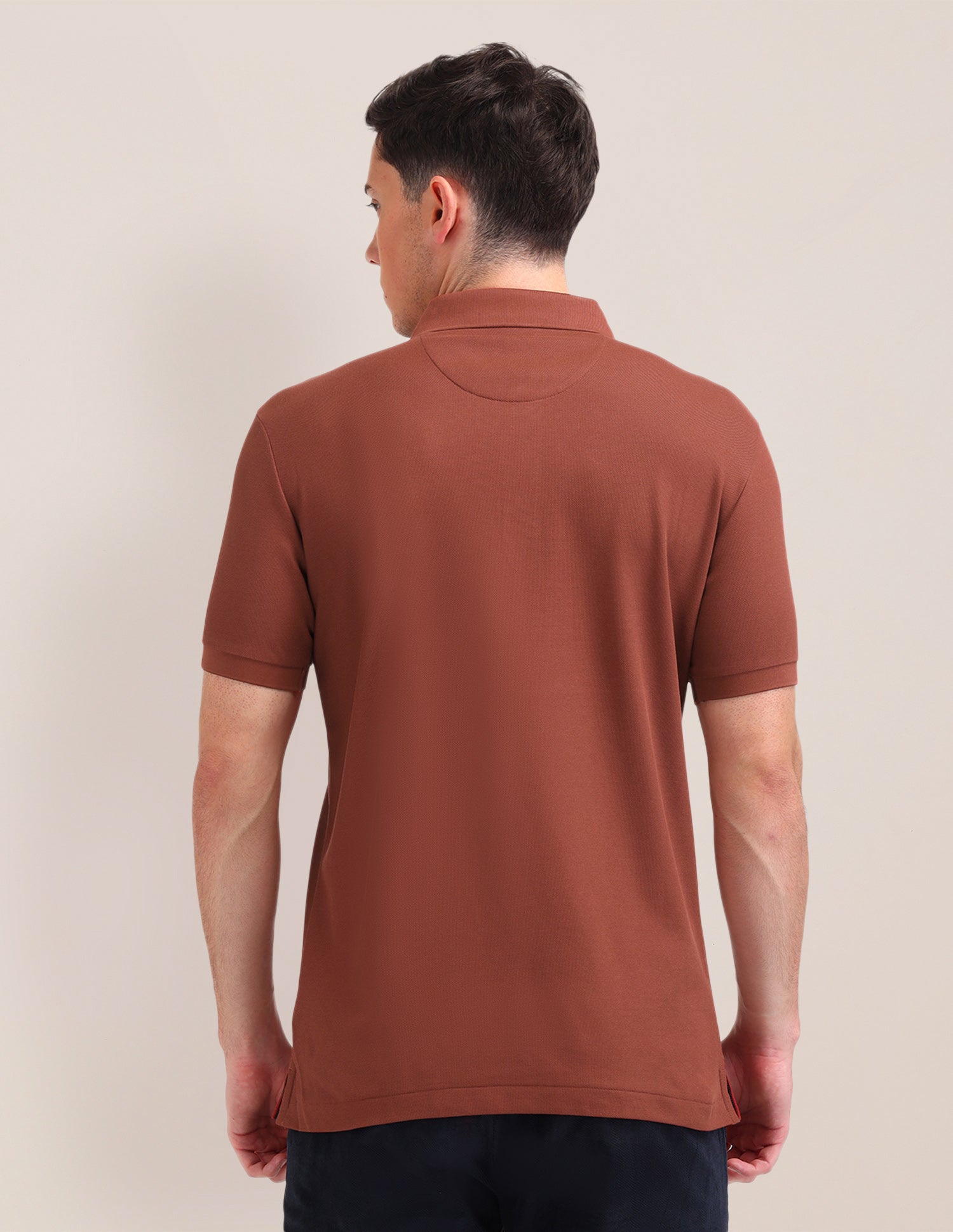 Solid Pattern Cotton Polo Shirt Rust - U.S. Polo Assn. India | Large