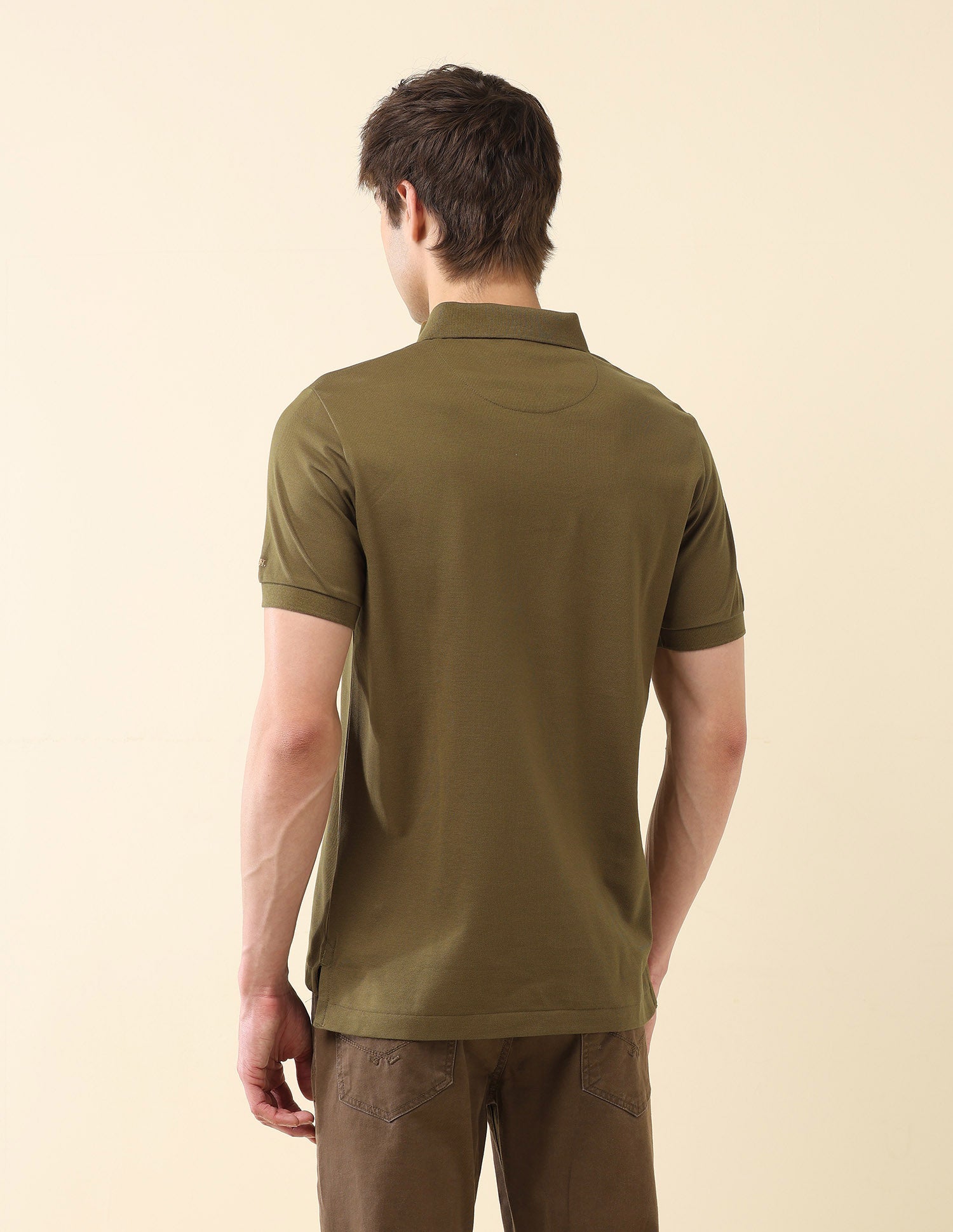 Solid Pure Cotton Gold Cup Polo Shirt Olive - U.S. Polo Assn. India | Large