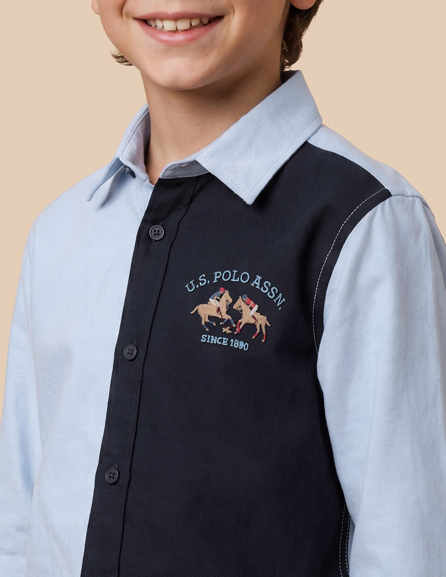 Colourblocked Oxford Shirt Light Blue - U.S. Polo Assn. India | Large