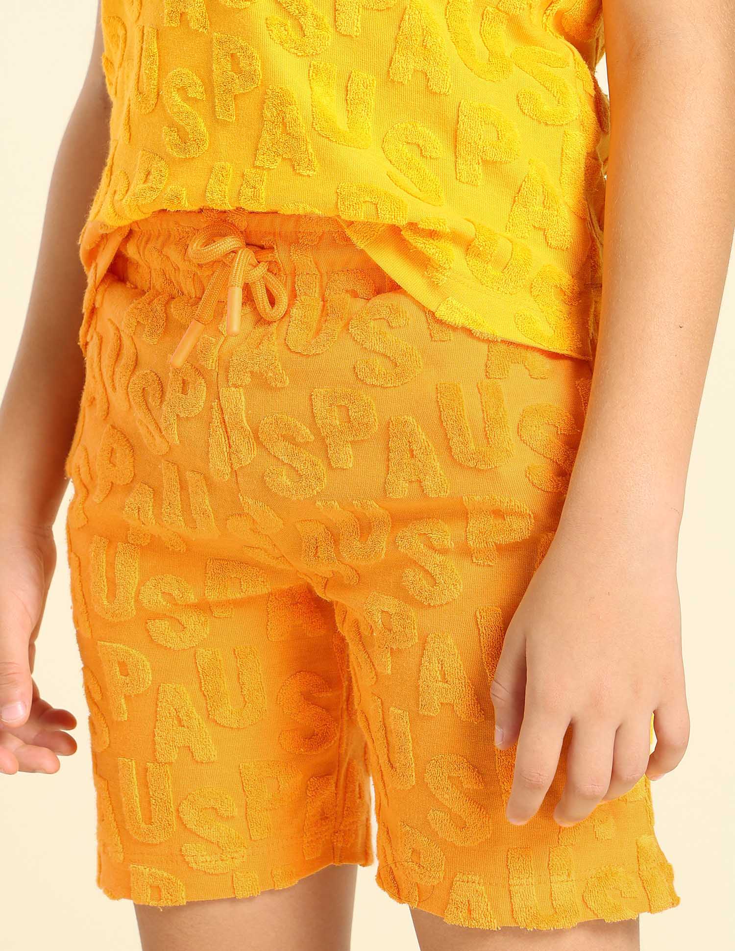 Boys Brand Appliqued Regular Fit Shorts Yellow - U.S. POLO ASSN. | Large