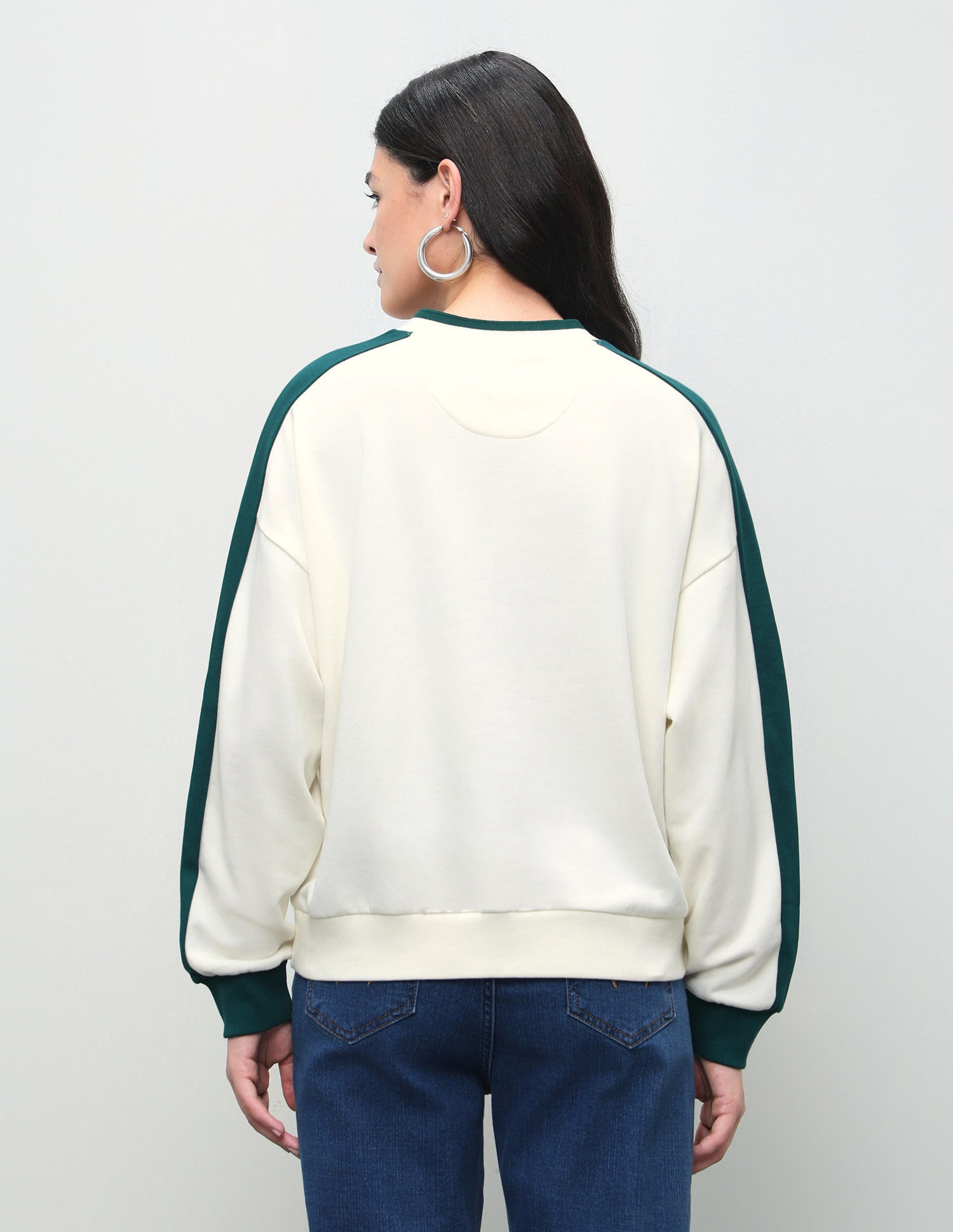 Typographic Brand Printed Boxy Fit Sweatshirt Off White - U.S. Polo Assn. India | Large