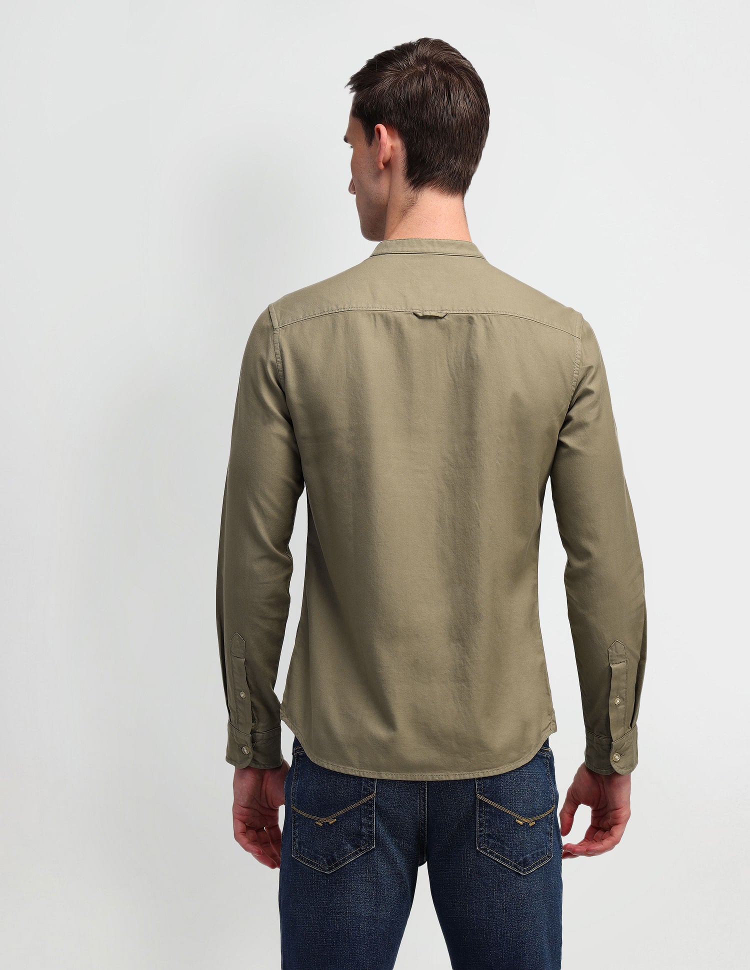 Solid Slim Fit Shirt Khaki - U.S. Polo Assn. India | Large