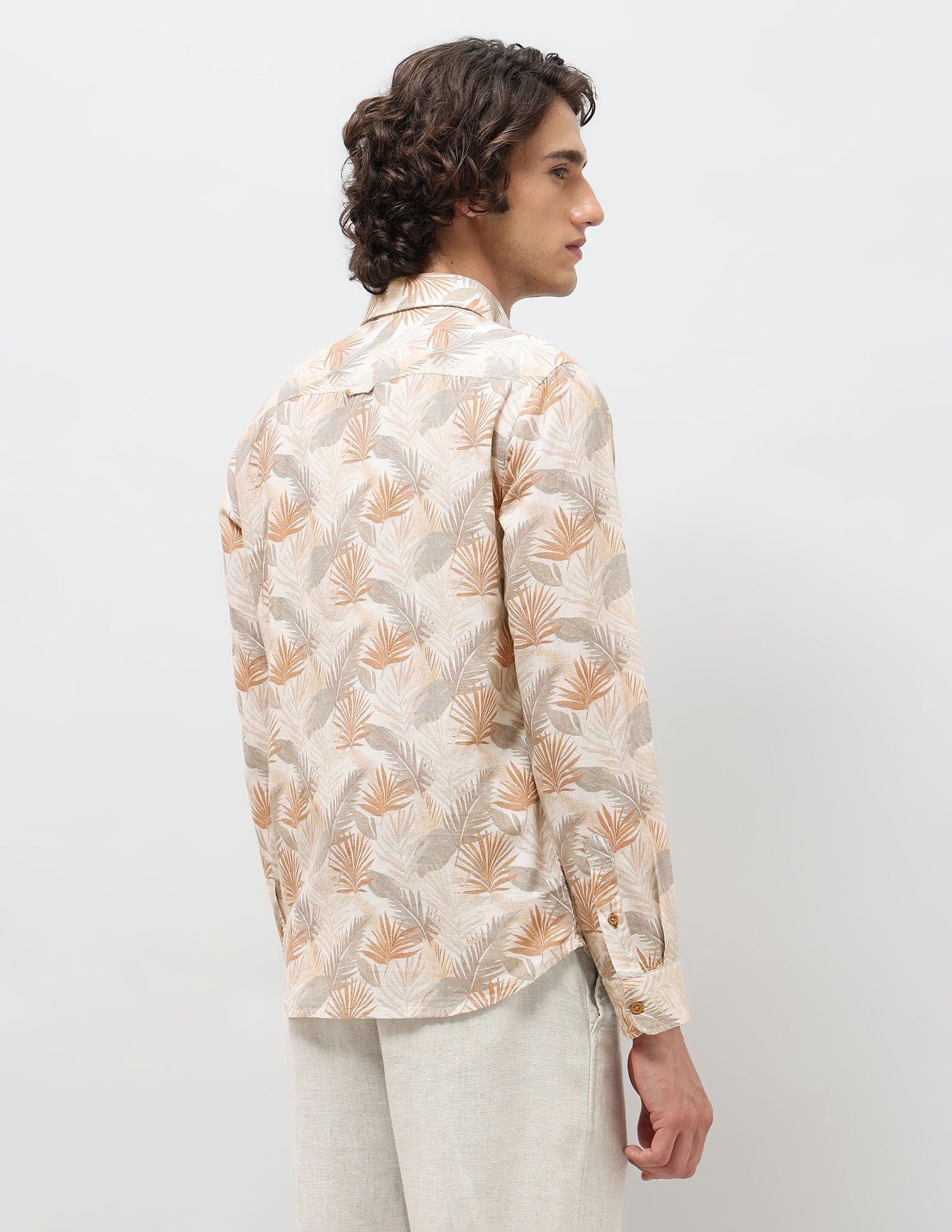 Tropical Printed Regular Fit Shirt Beige - U.S. POLO ASSN. | Large