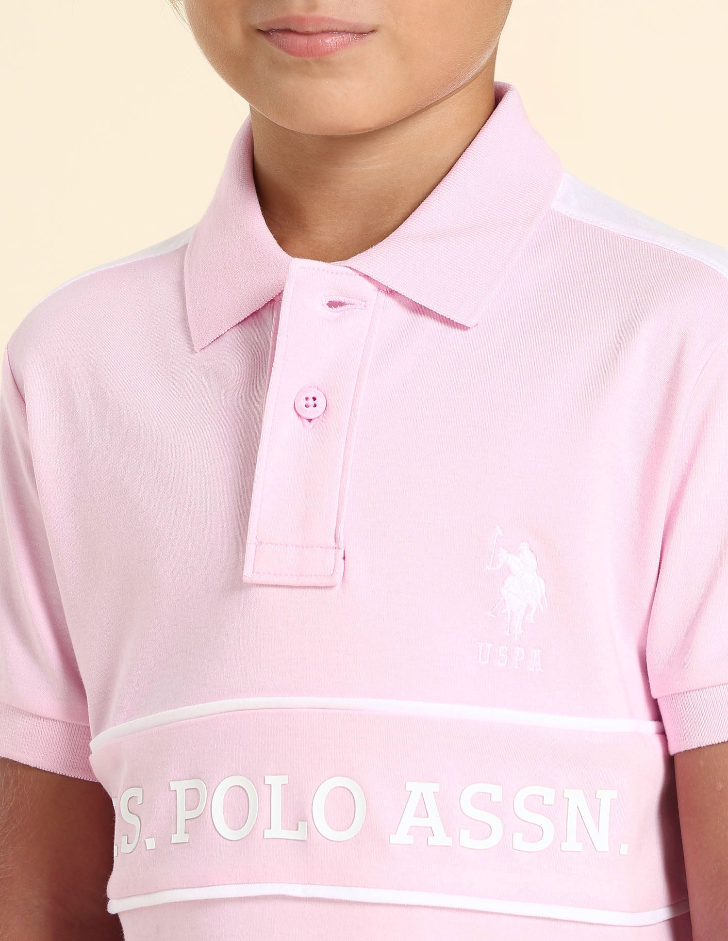 Boys Brand Printed Regular Fit Polo Shirt Light Pink - U.S. POLO ASSN. | Large