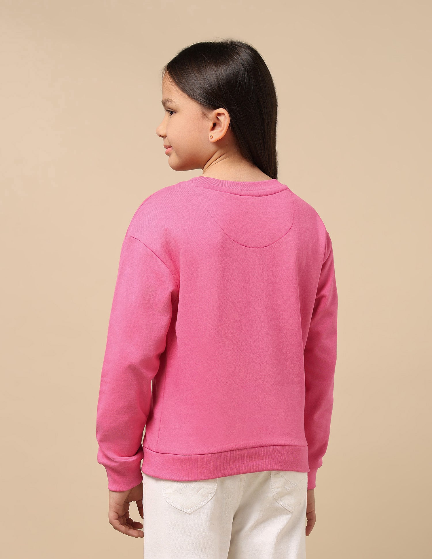 Girls Metallic Brand Print Sweatshirt Pink - U.S. Polo Assn. India | Large