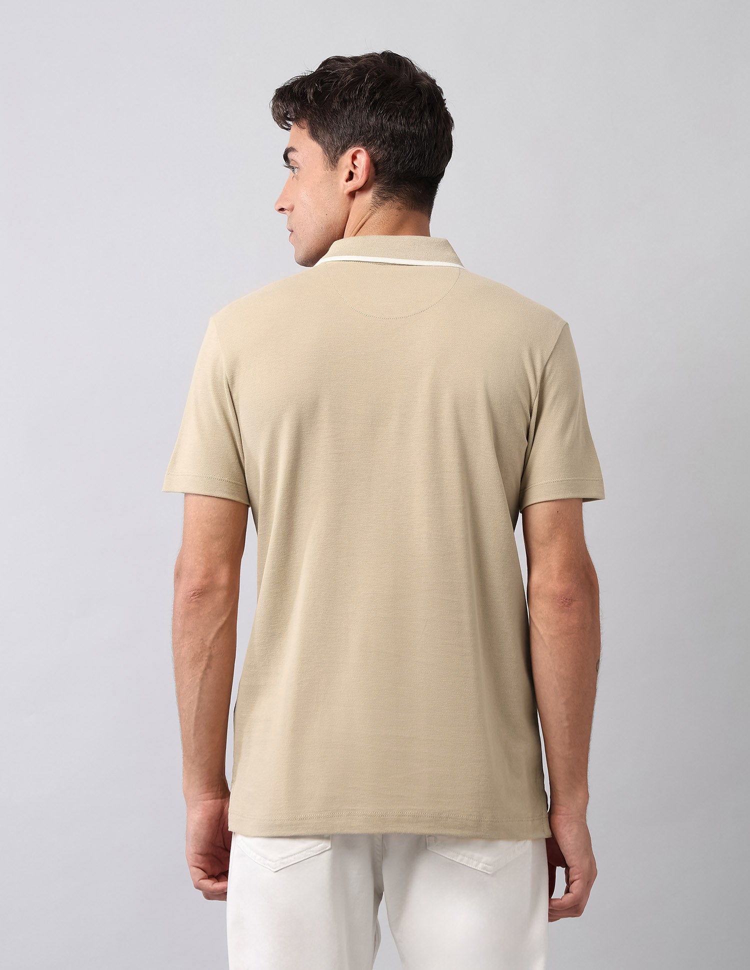 Pure Cotton Muscle Fit Polo Shirt Beige - U.S. Polo Assn. India | Large