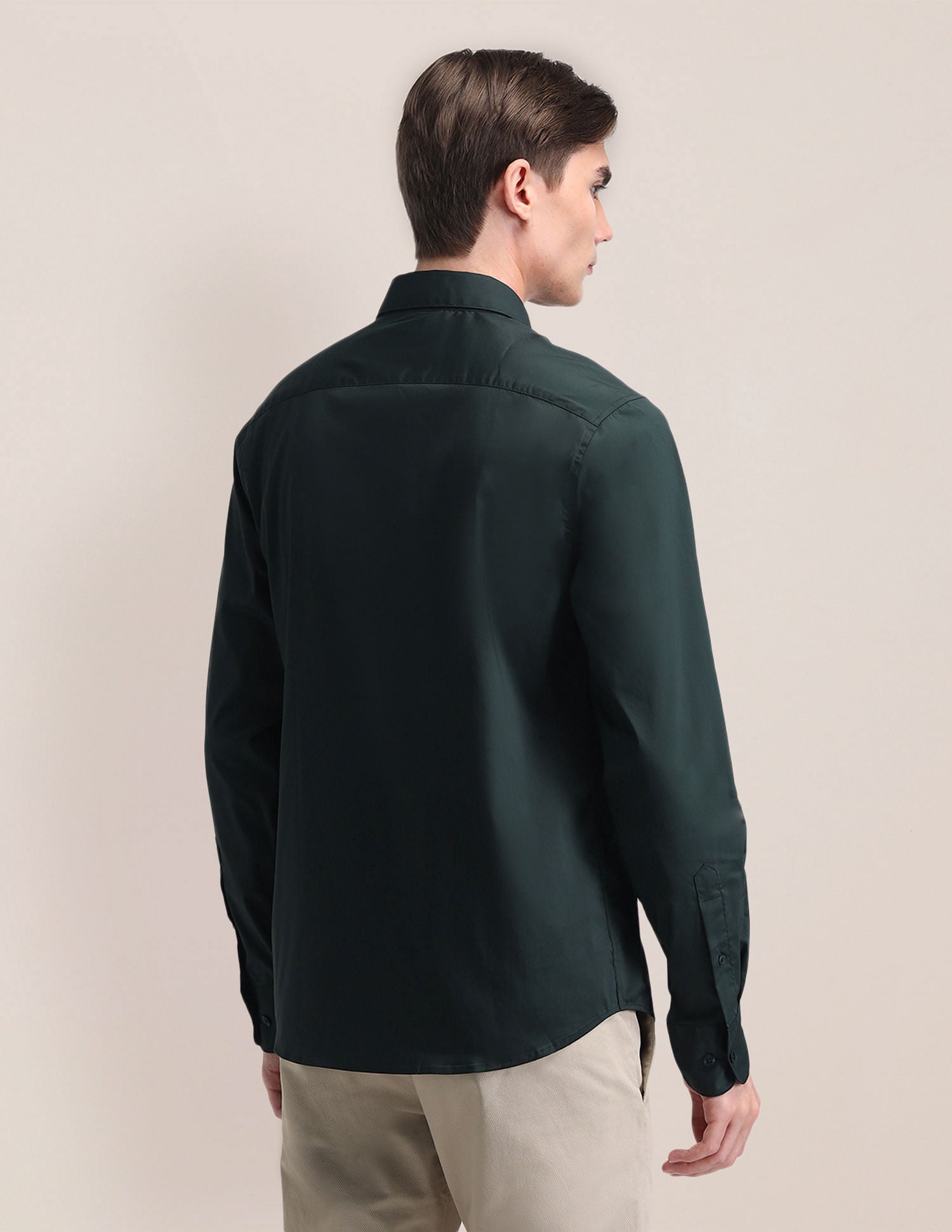 Tailored Fit Solid Twill Shirt Green - U.S. Polo Assn. India | Large