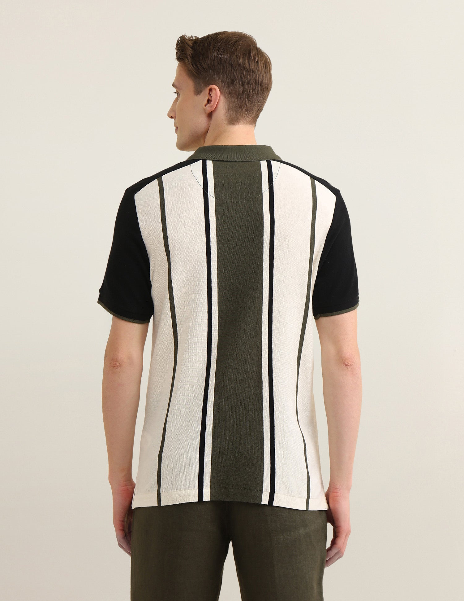 Vertical Striped Colorblocked Sotogrande Polo Shirt Olive - U.S. Polo Assn. India | Large