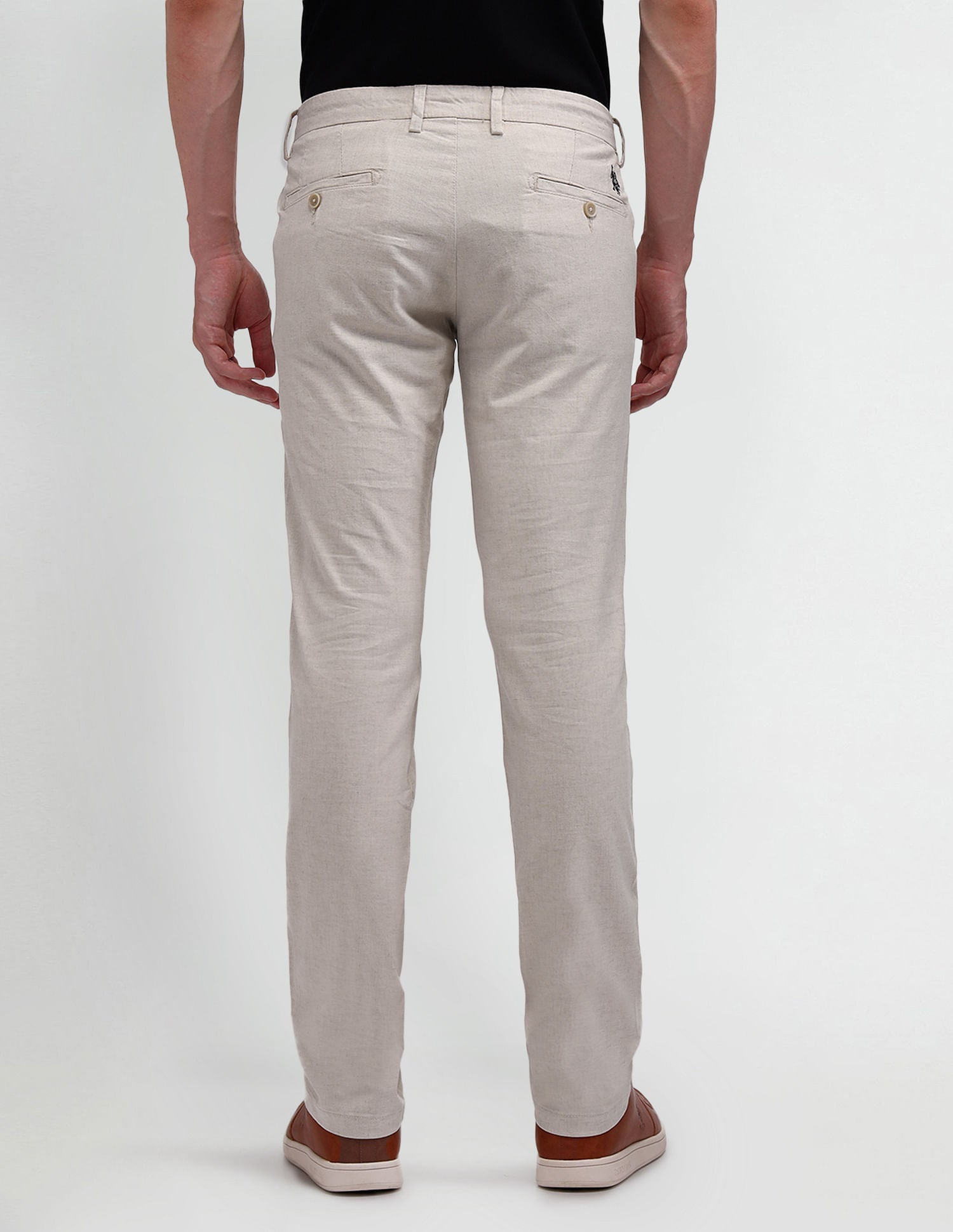 Denver Slim Fit Solid Trousers Natural - U.S. POLO ASSN. | Large