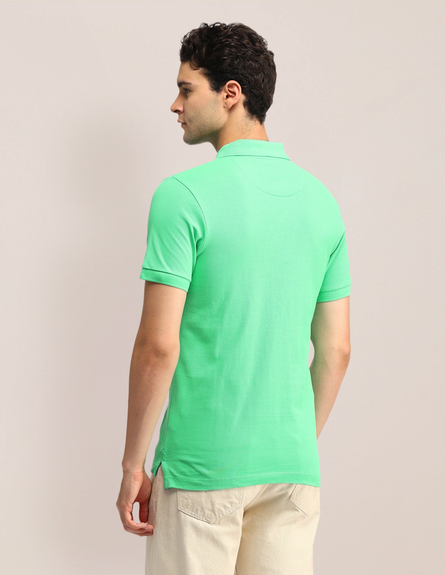 Textured Slim Fit Polo Shirt Green - U.S. Polo Assn. India | Large