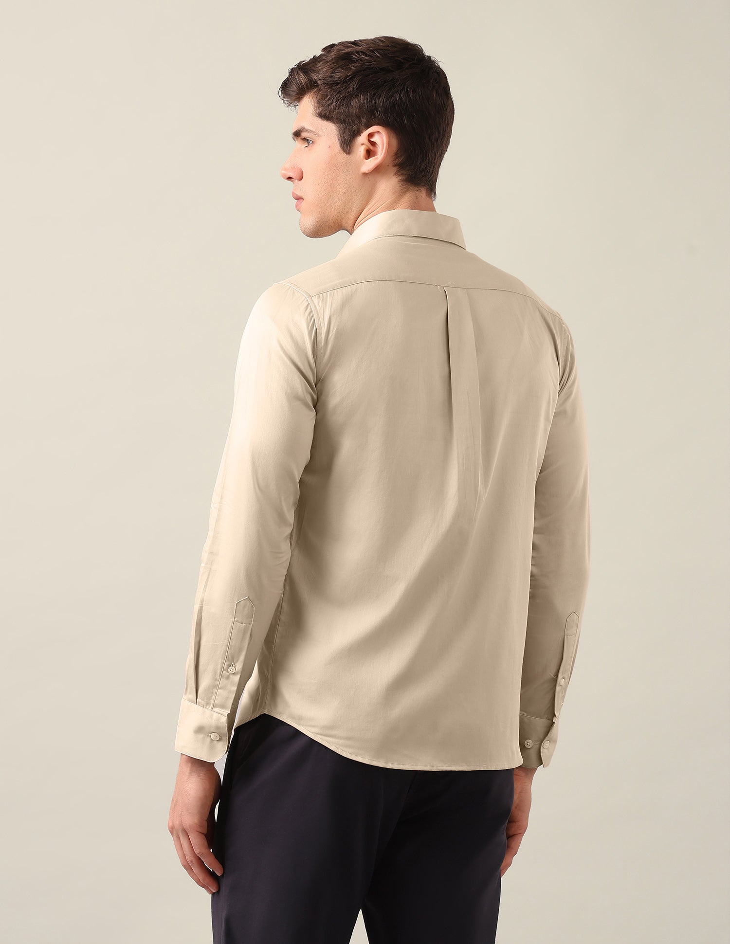 Satin Tailored Fit Shirt Beige - U.S. Polo Assn. India | Large