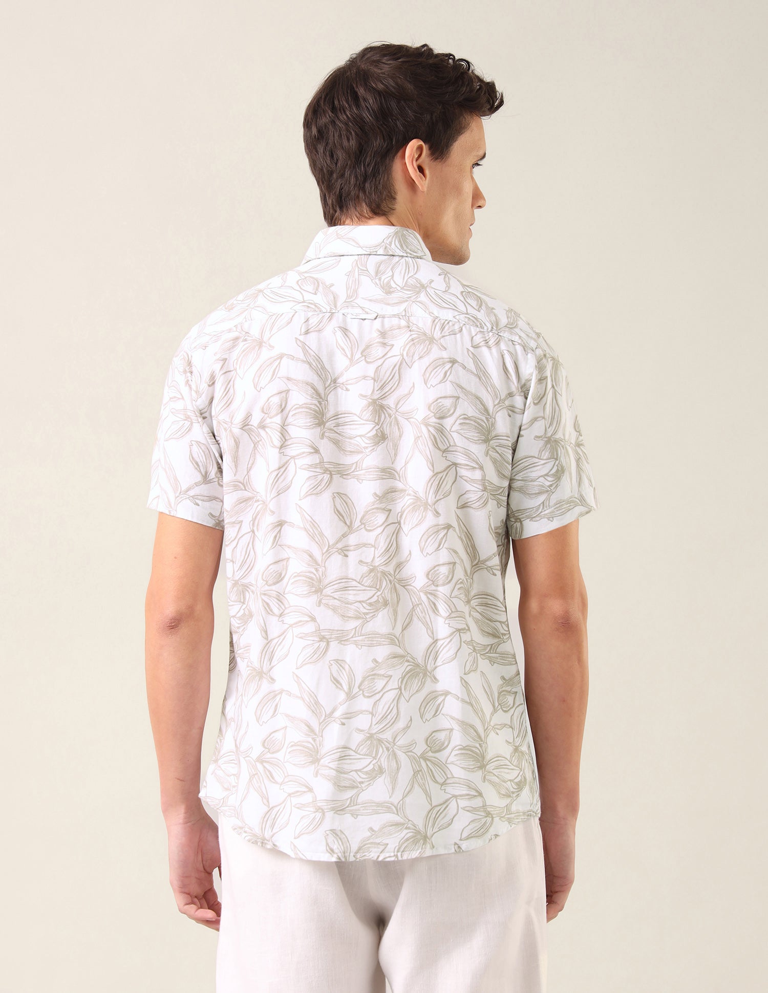 Tropical Printed Regular Fit Shirt Beige - U.S. Polo Assn. India | Large