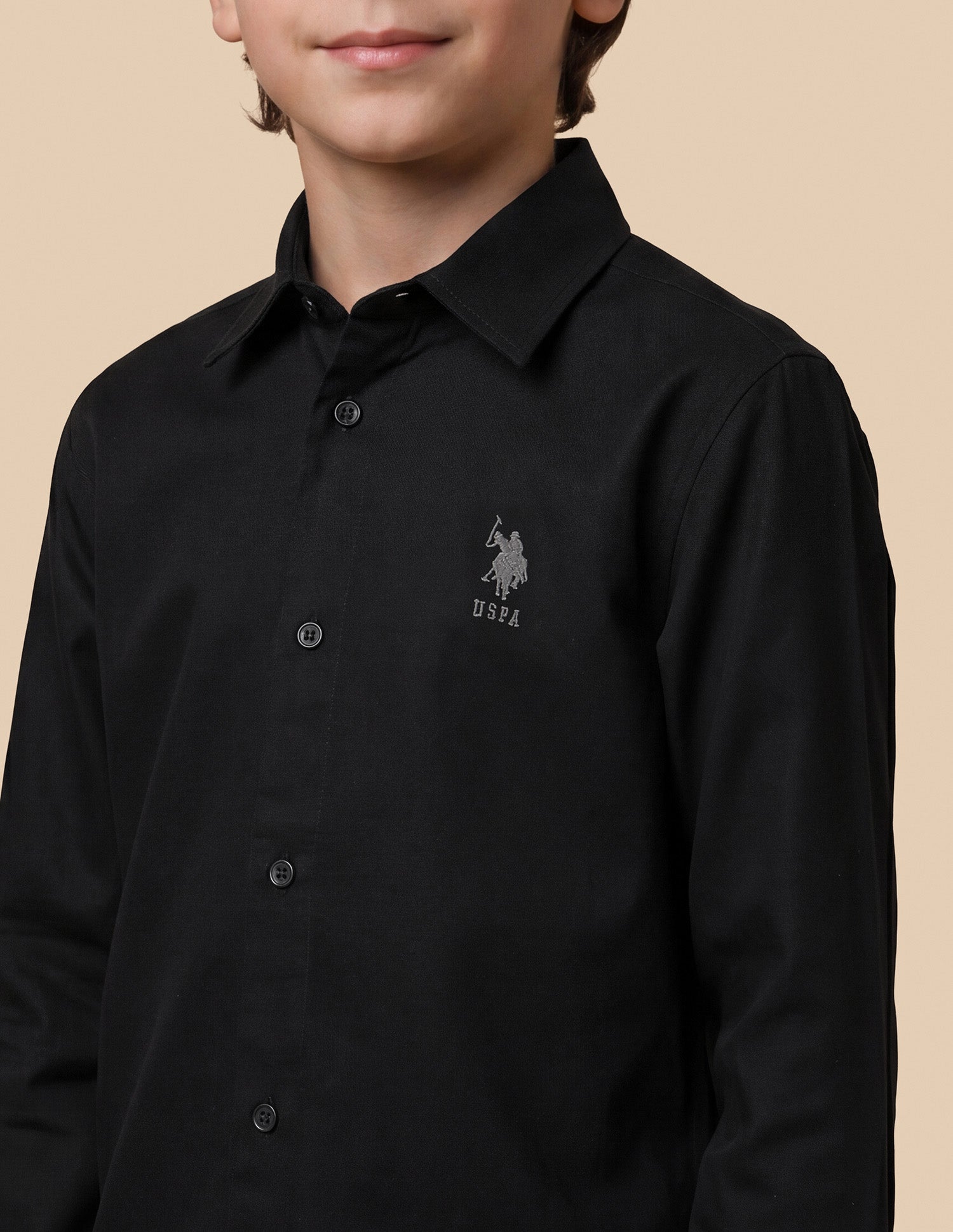 Solid Dobby Shirt Black - U.S. Polo Assn. India | Large
