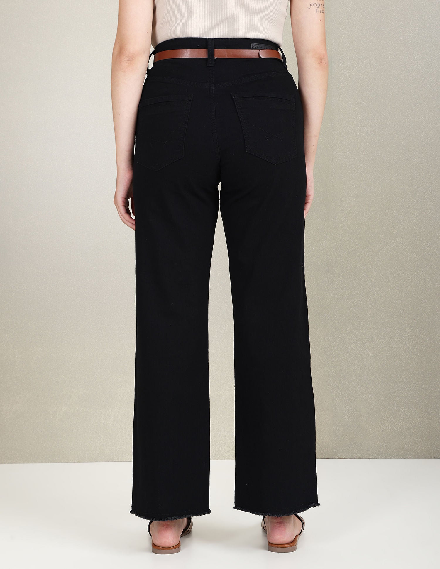 High Rise Wide Leg Rinsed Premium Jeans Black - U.S. POLO ASSN. | Large