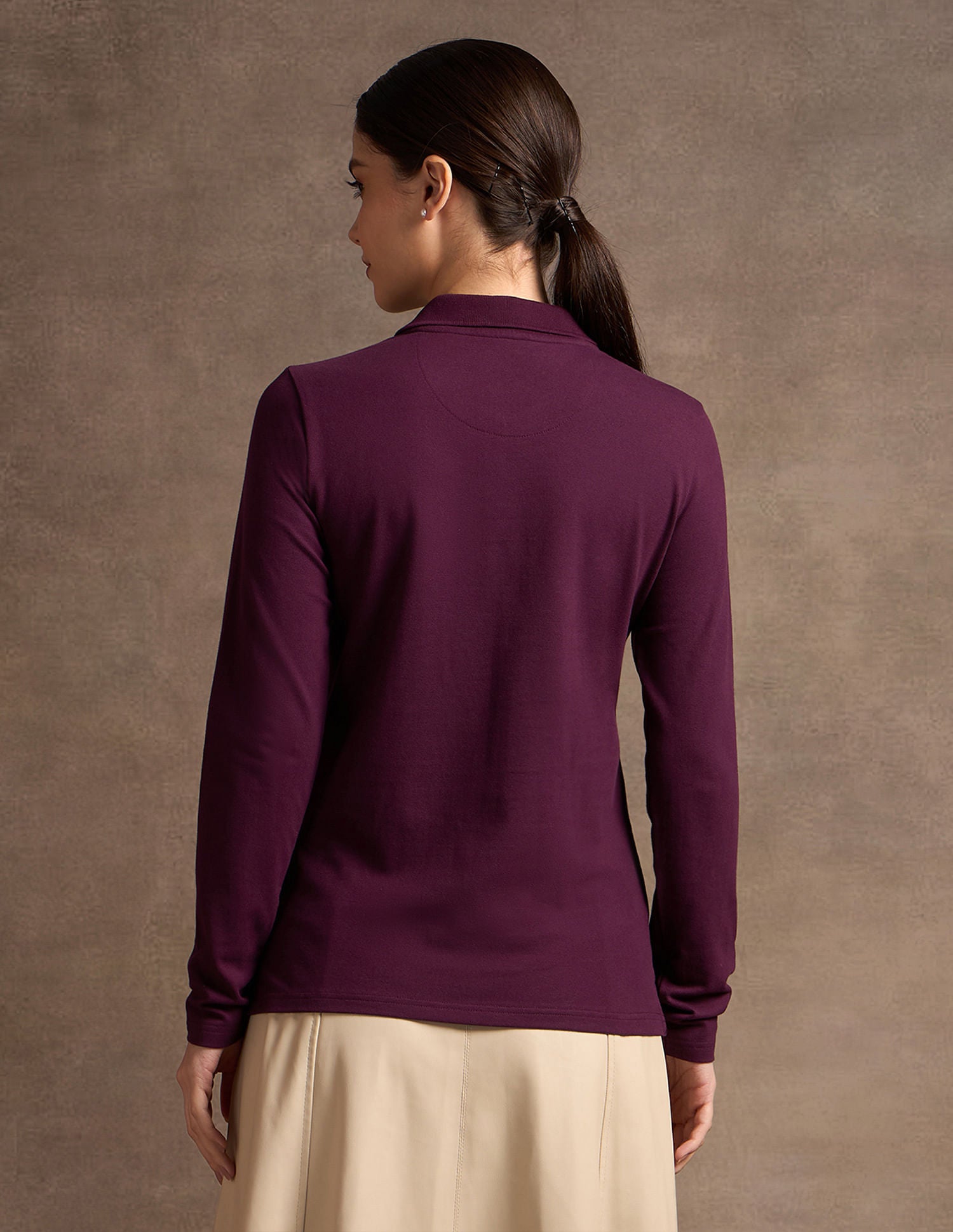 Crest Logo Long Sleeve Polo Shirt Purple - U.S. POLO ASSN. | Large