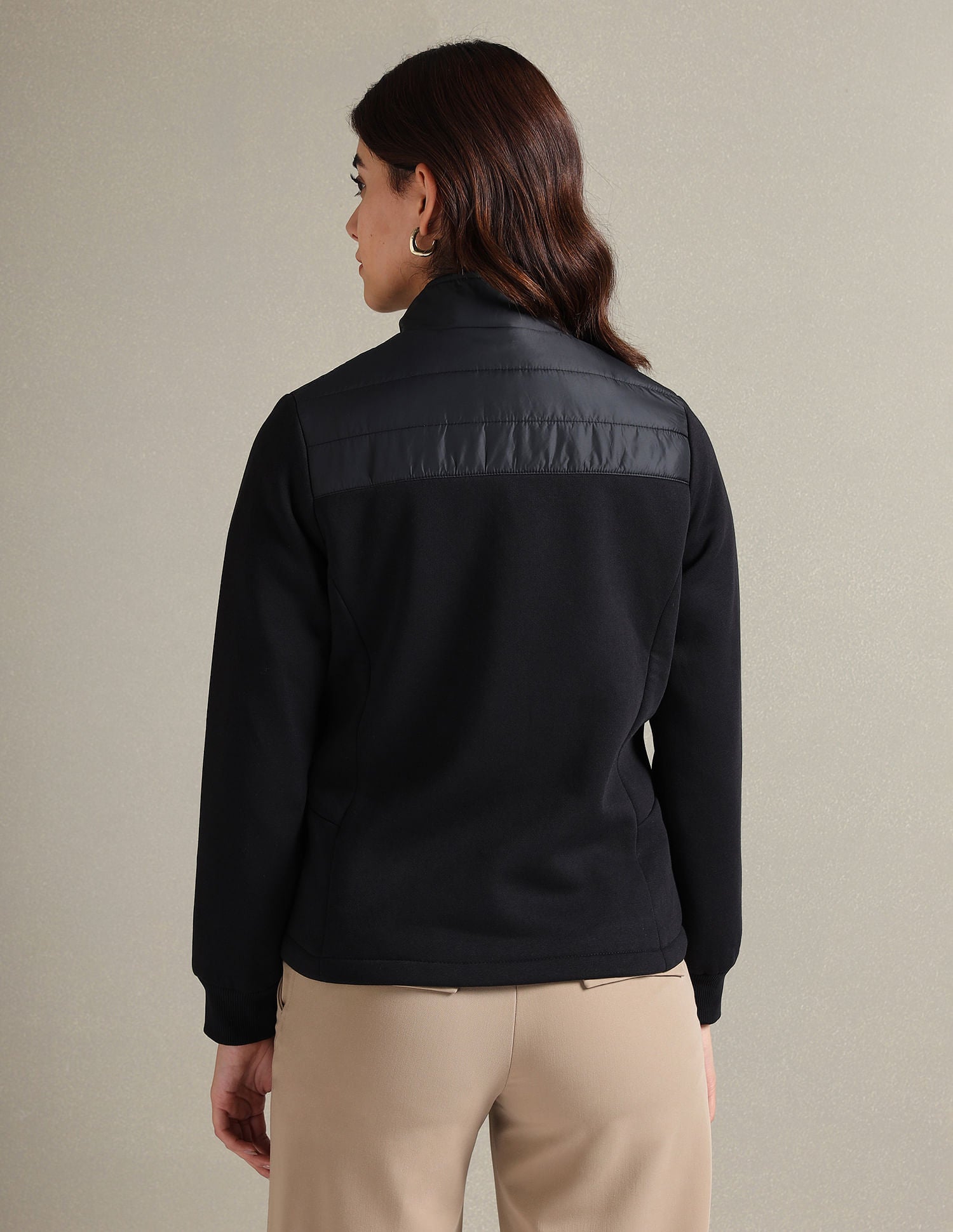 Panelled High Neck Jacket Black - U.S. Polo Assn. India | Large