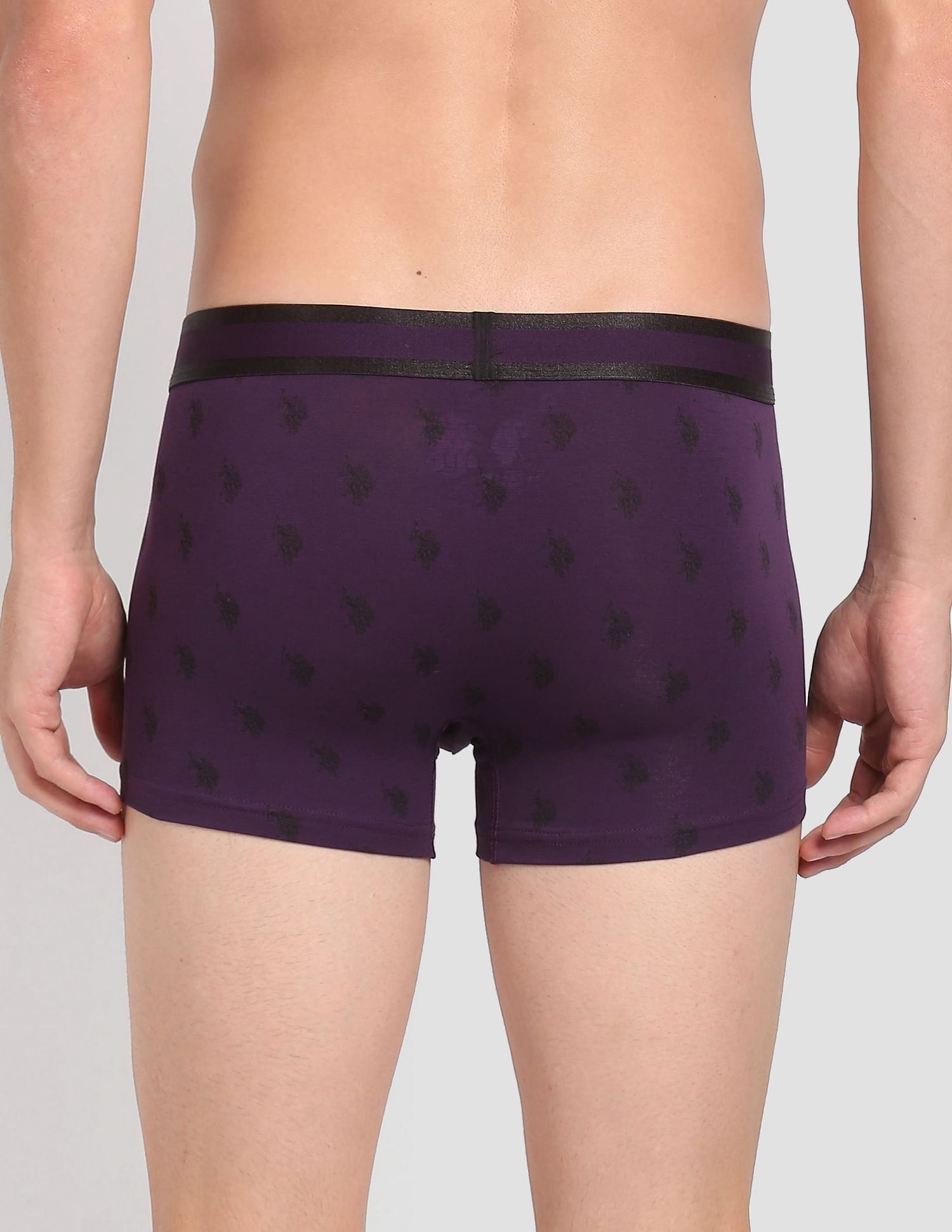 Mid Rise Brand Print PT002 Premium Trunks - Pack Of 1 Black Berry - U.S. POLO ASSN. | Large