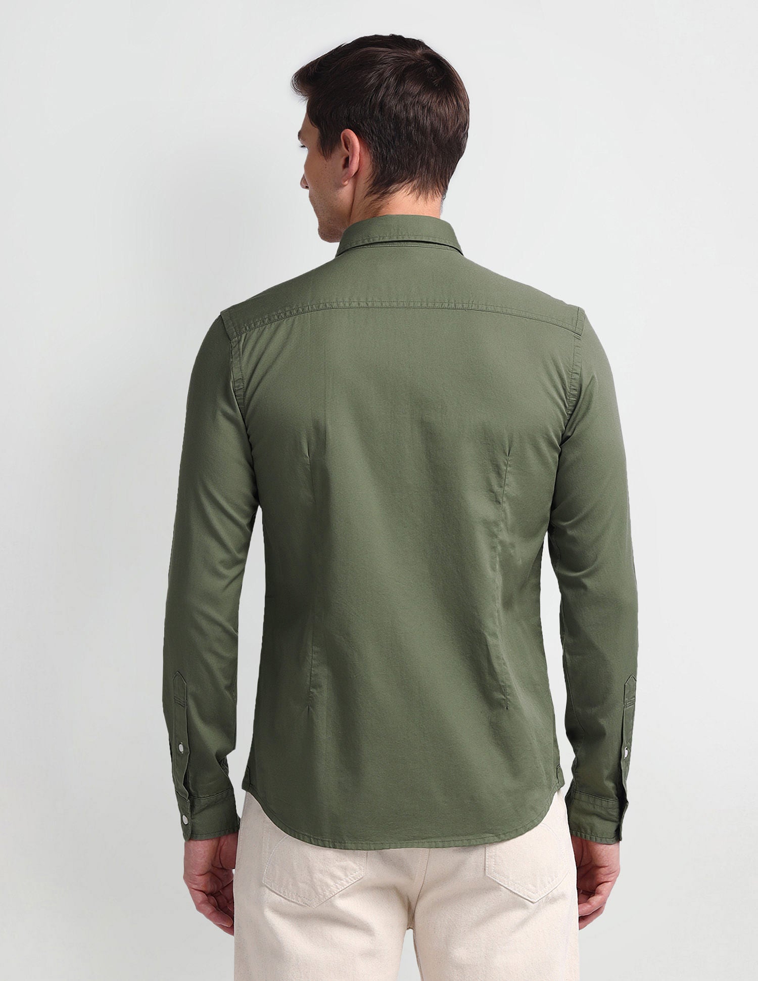 Semi Cutaway Collar Slim Fit Shirt Green - U.S. Polo Assn. India | Large