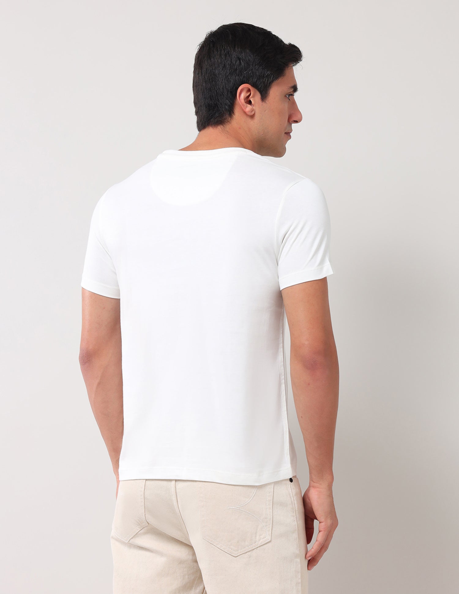 Brand Printed Muscle Fit T-Shirt Ivory - U.S. Polo Assn. India | Large