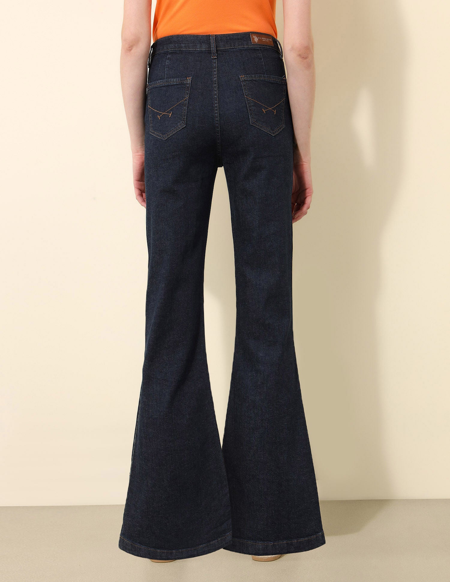 High Rise Flared Fit Jeans Dark Blue - U.S. Polo Assn. India | Large