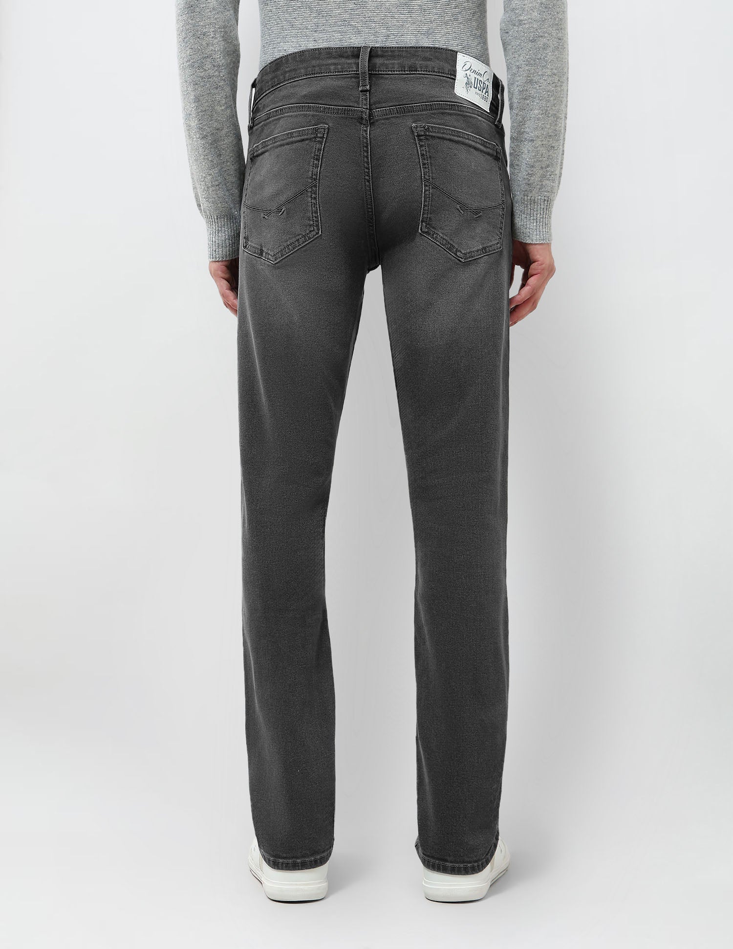 Regallo Skinny Fit Whiskered Jeans Mid Grey - U.S. Polo Assn. India | Large