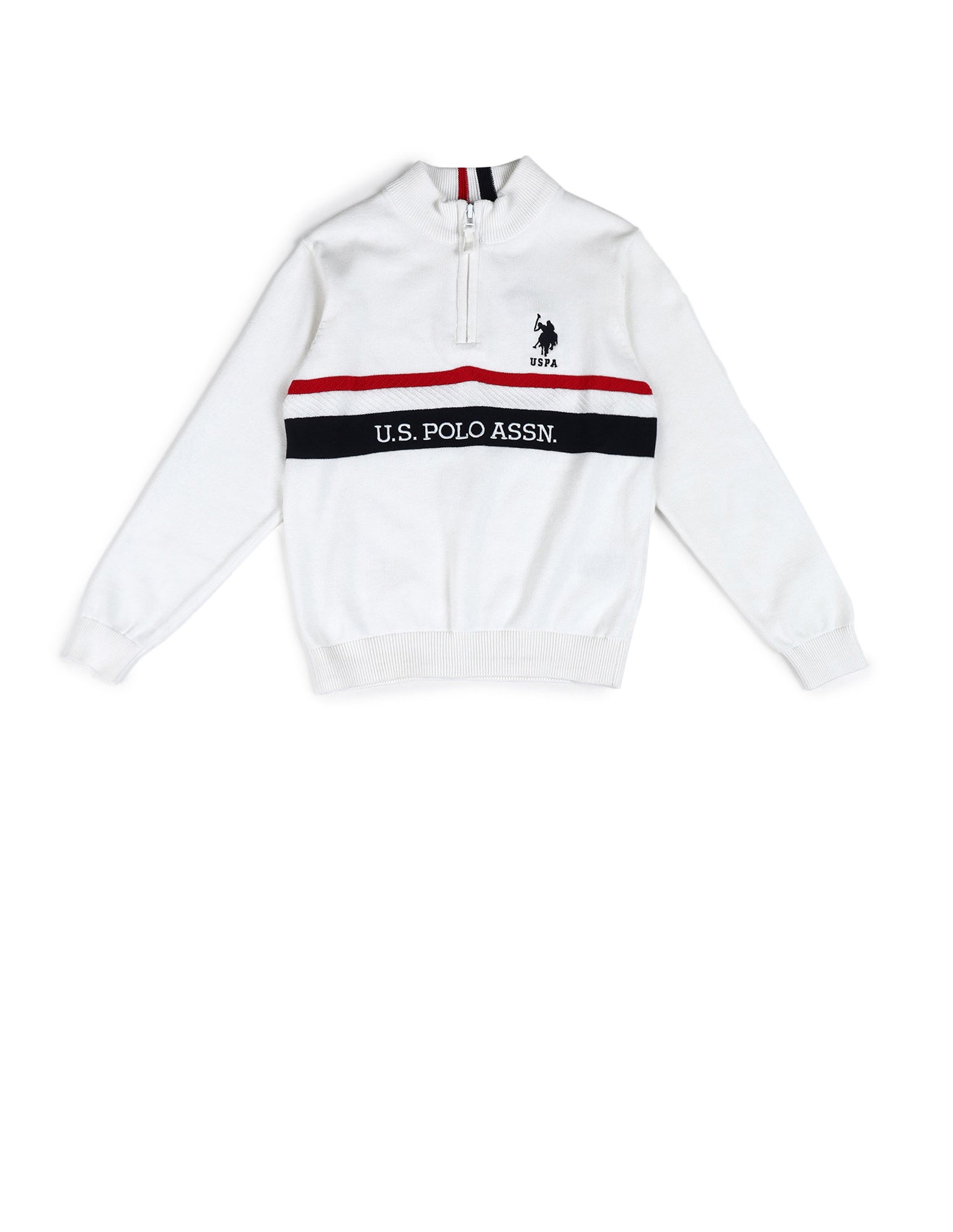 Boys Printed Regular Fit Sweater Ivory - U.S. POLO ASSN. | Large