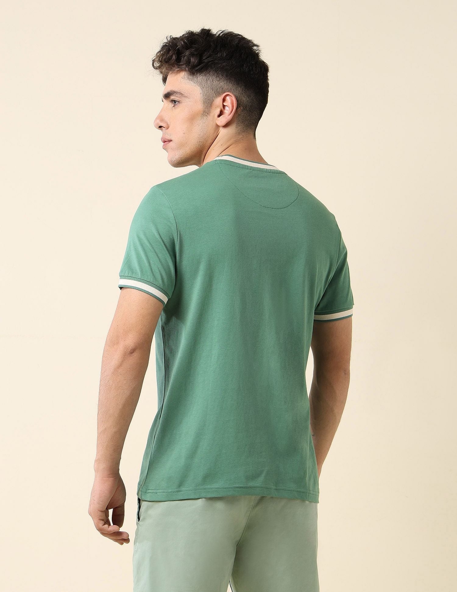 Solid Slim Fit T-Shirt Green - U.S. Polo Assn. India | Large
