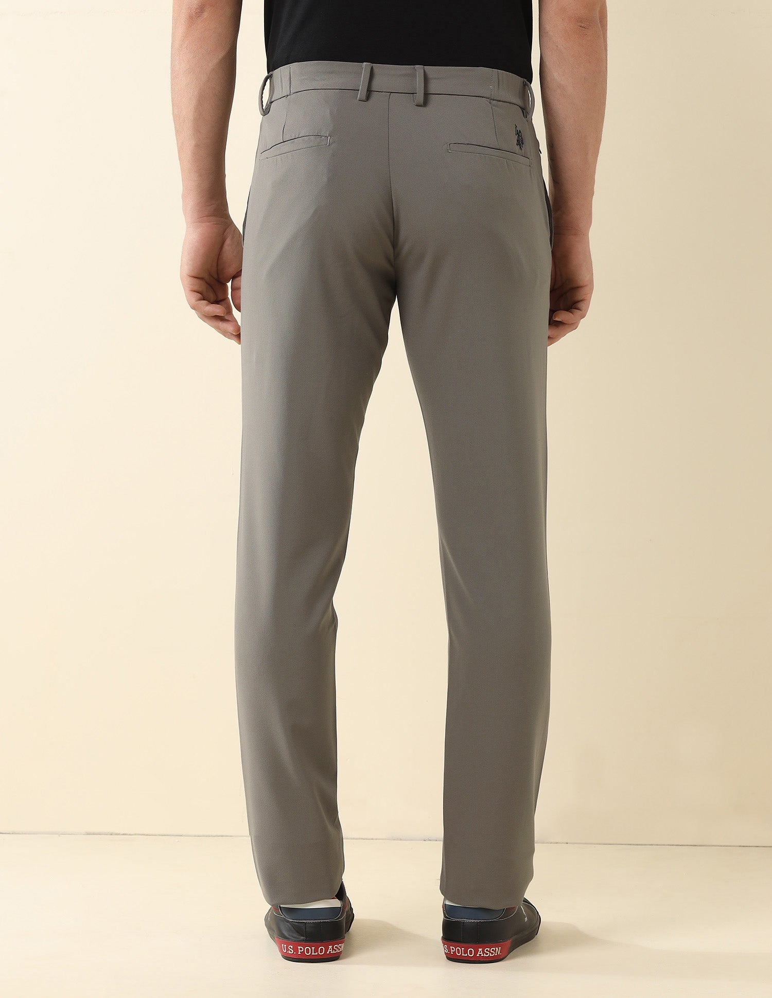 Austin Slim Fit Solid Trousers Brown - U.S. Polo Assn. India | Large