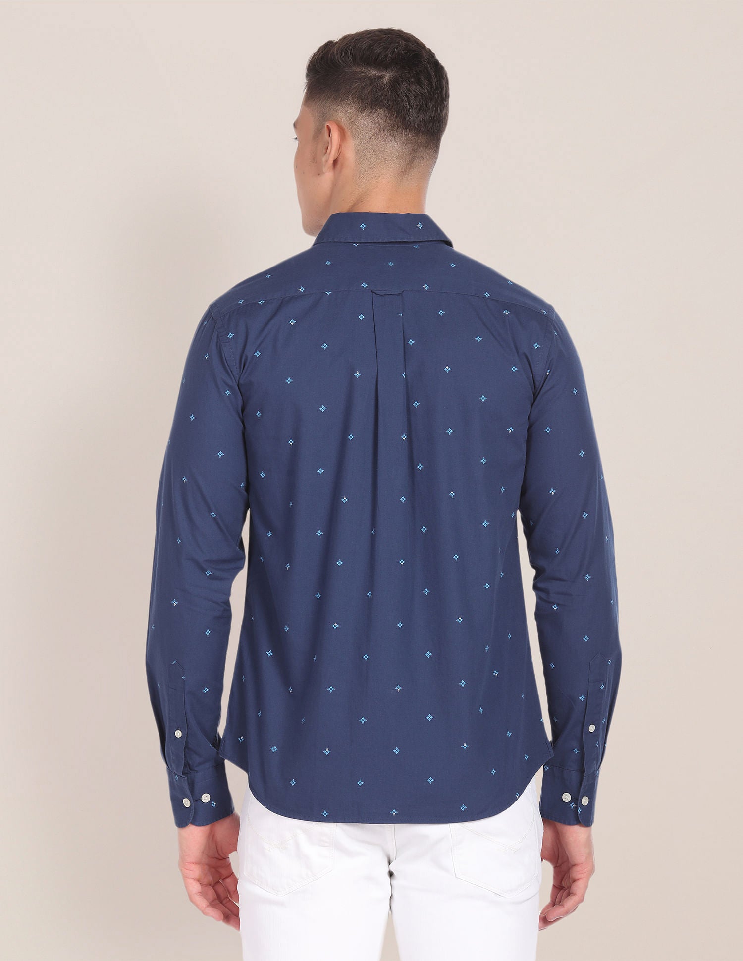 Premium Cotton Geometric Print Shirt Navy - U.S. Polo Assn. India | Large