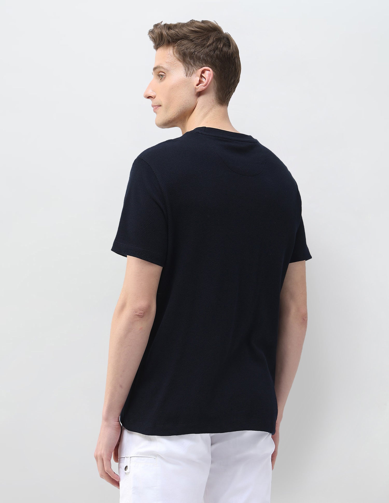 Textured Brand Printed Motel On The Coast T-Shirt Navy - U.S. Polo Assn. India | Large