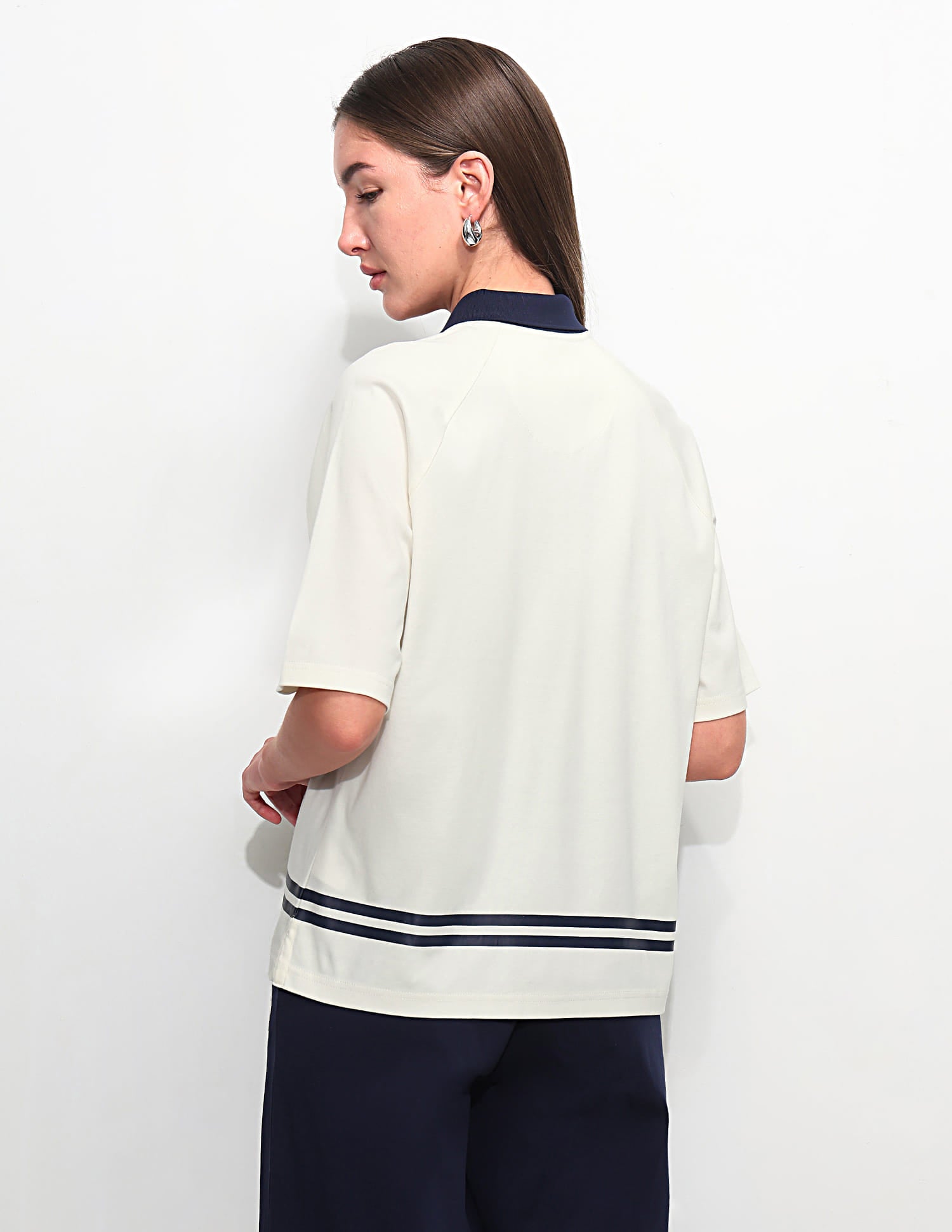 Oversized Solid Polo Shirt White - U.S. Polo Assn. India | Large