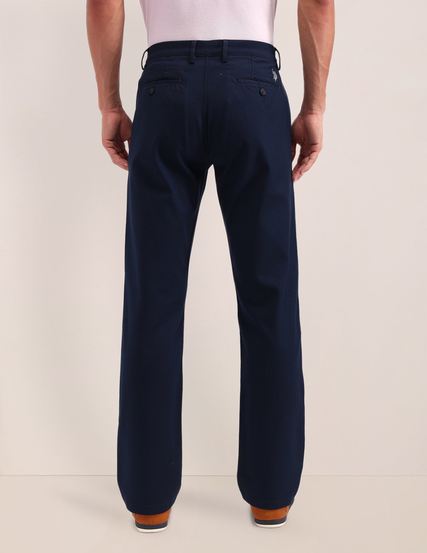 Riley Straight Fit Solid Trousers Navy - U.S. POLO ASSN. | Large