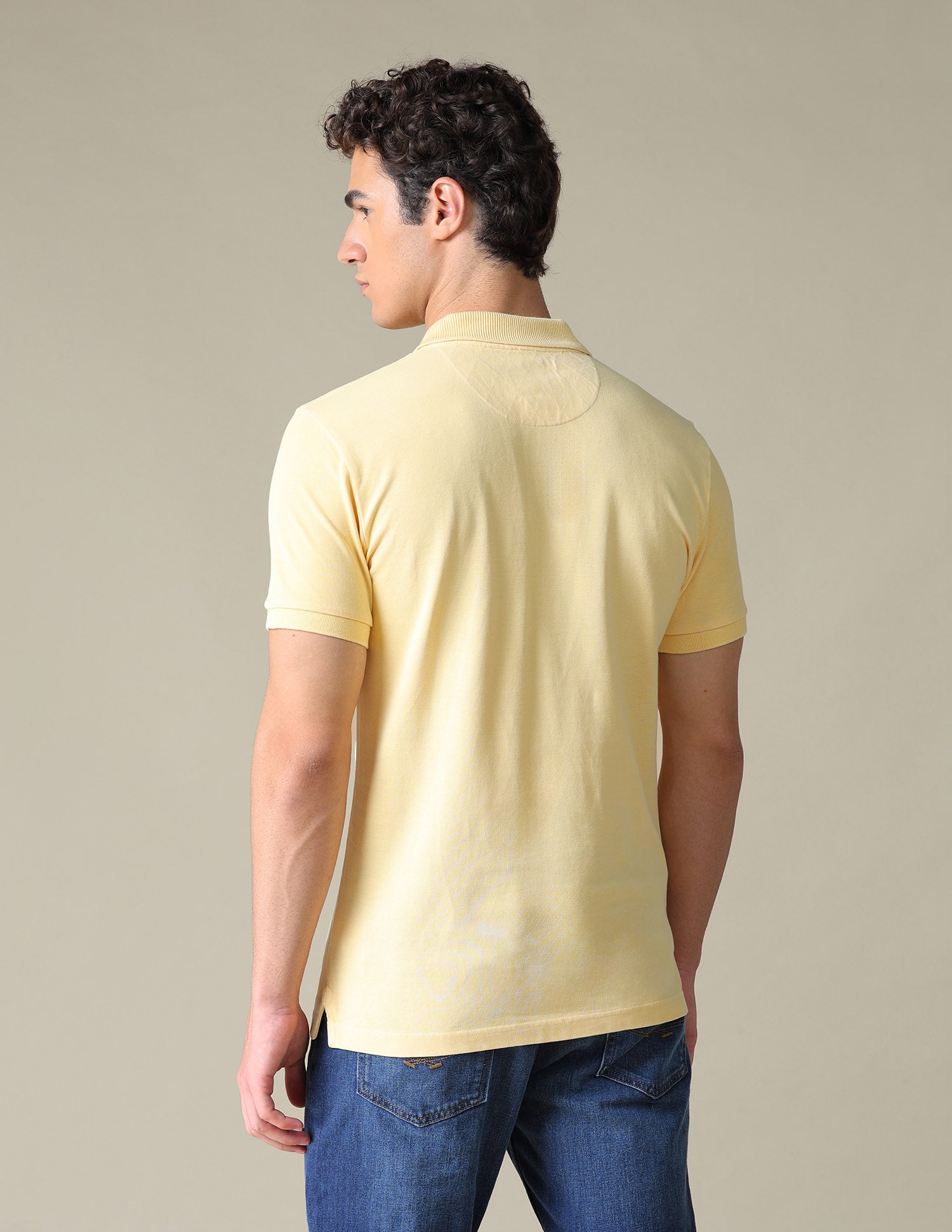 Solid Regular Fit Polo Shirt Light Yellow - U.S. Polo Assn. India | Large