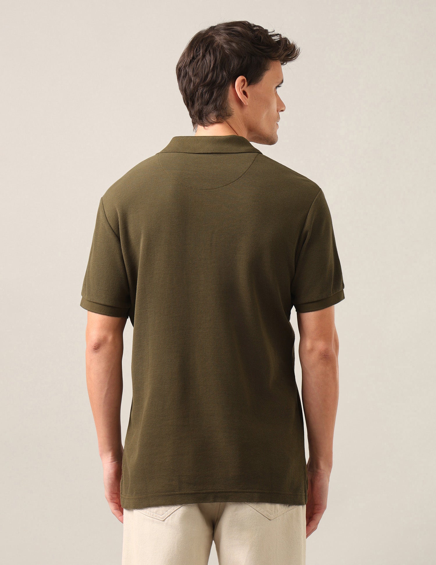 Brand Embossed Slim Fit Polo Shirt Olive - U.S. Polo Assn. India | Large