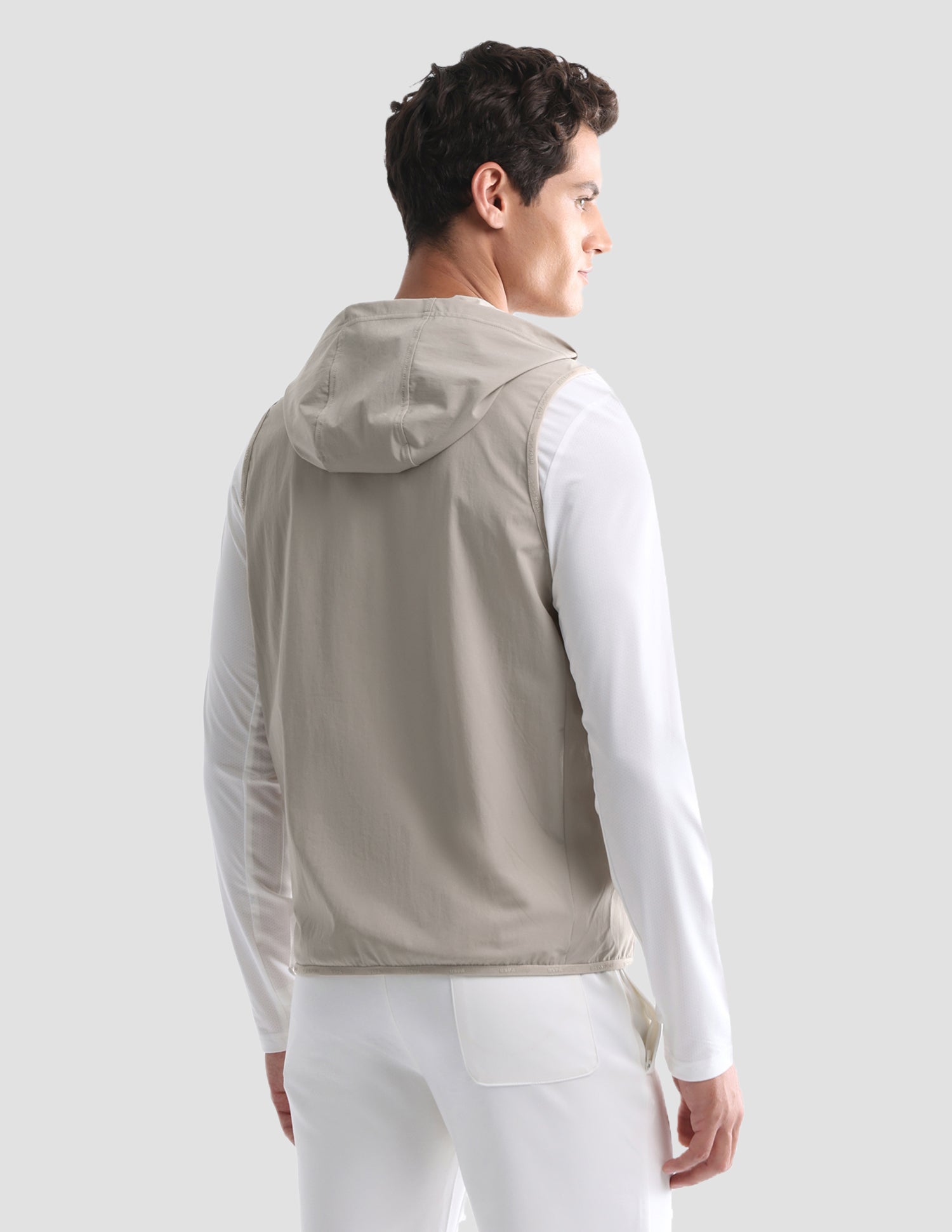 Solid Sleeveless Active Jacket Beige - U.S. Polo Assn. India | Large