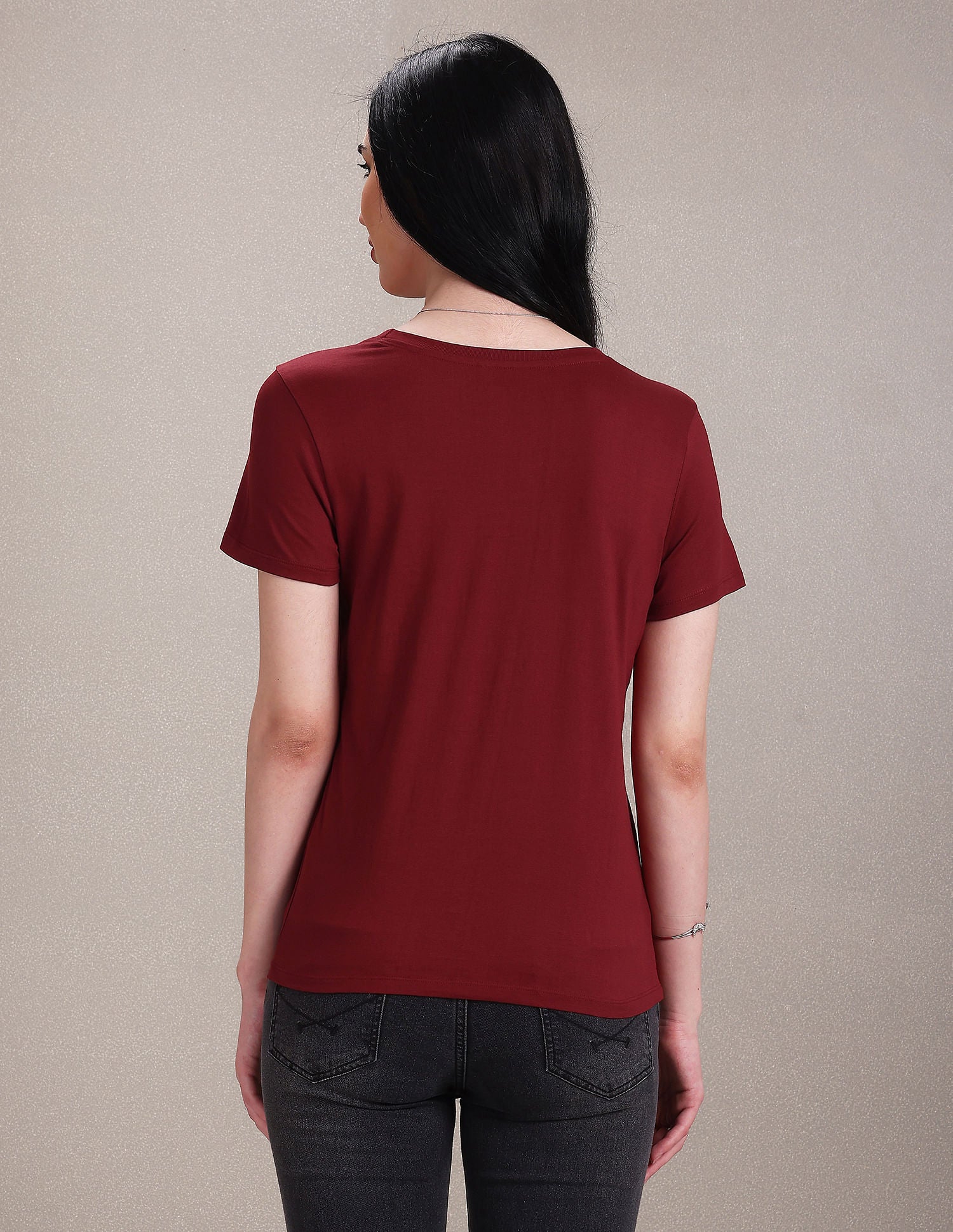 Crew Neck Embellished Logo T-Shirt Maroon - U.S. POLO ASSN. | Large