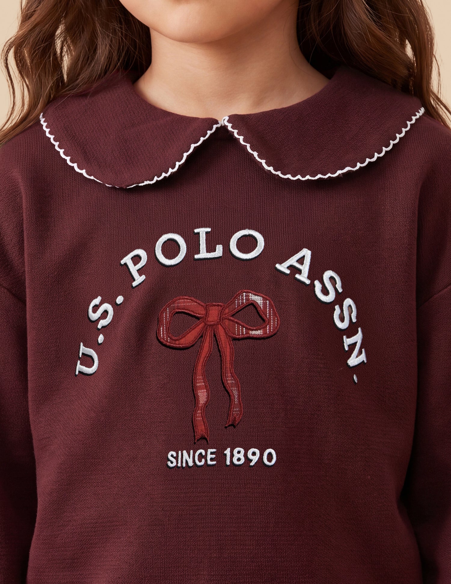 Brand Applique Relaxed Fit Sweatshirt Maroon - U.S. Polo Assn. India | Large