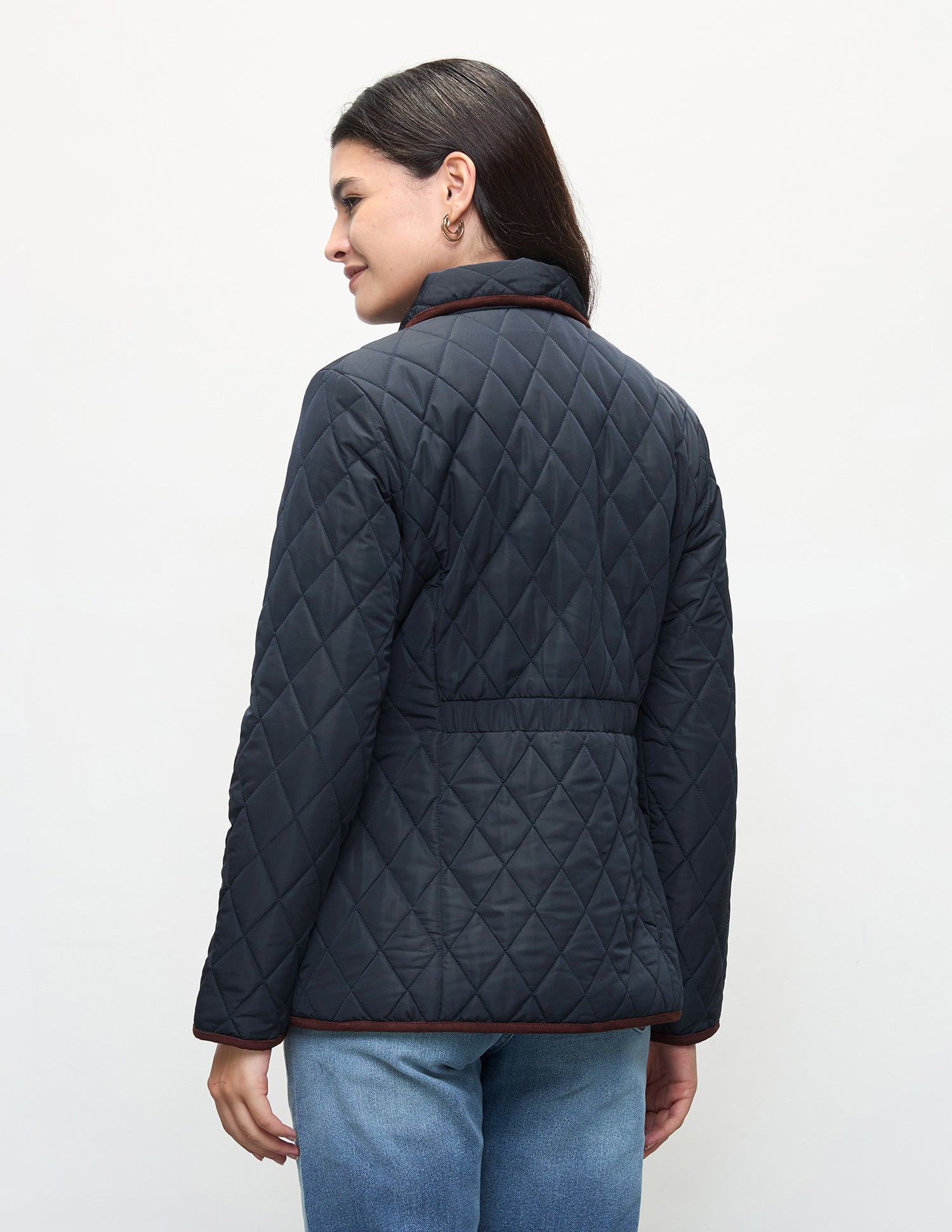 Solid Regular Fit Quilted Jacket Navy - U.S. Polo Assn. India | Large