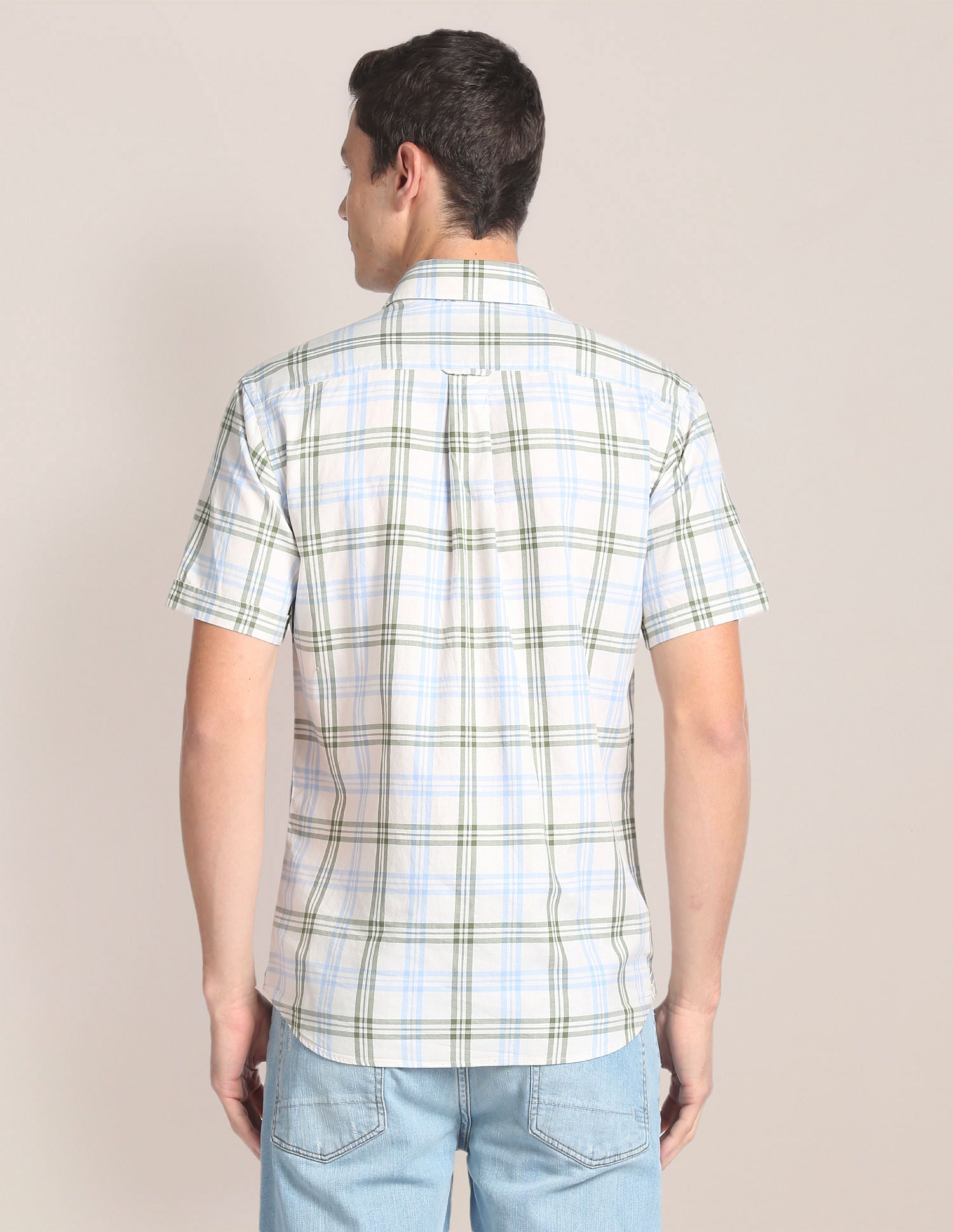 Short Sleeve Plaid Check Shirt Light Green - U.S. Polo Assn. India | Large