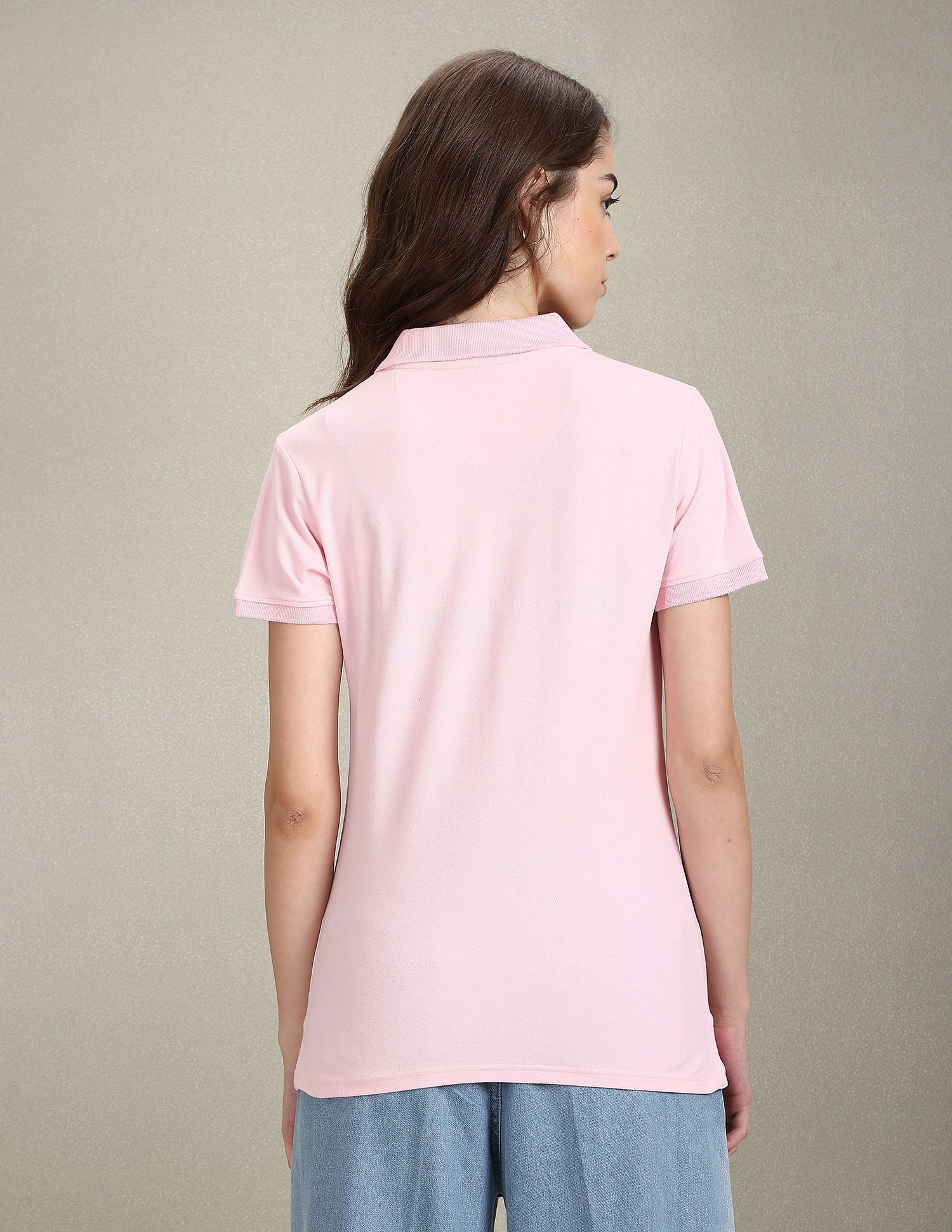 Sequin Logo Slim Polo Shirt Light Pink - U.S. POLO ASSN. | Large