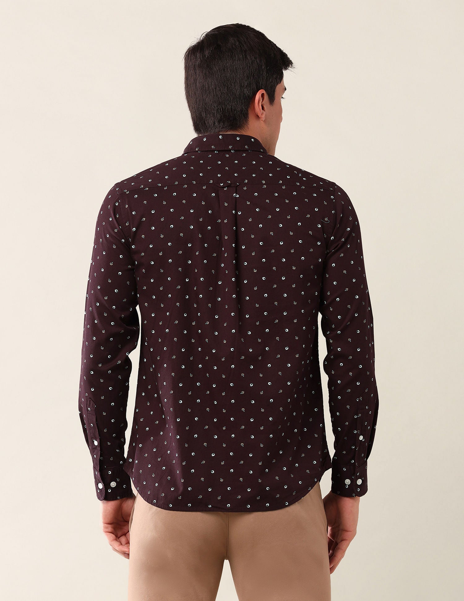 Tailored Fit Printed Shirt Burgundy - U.S. Polo Assn. India | Large
