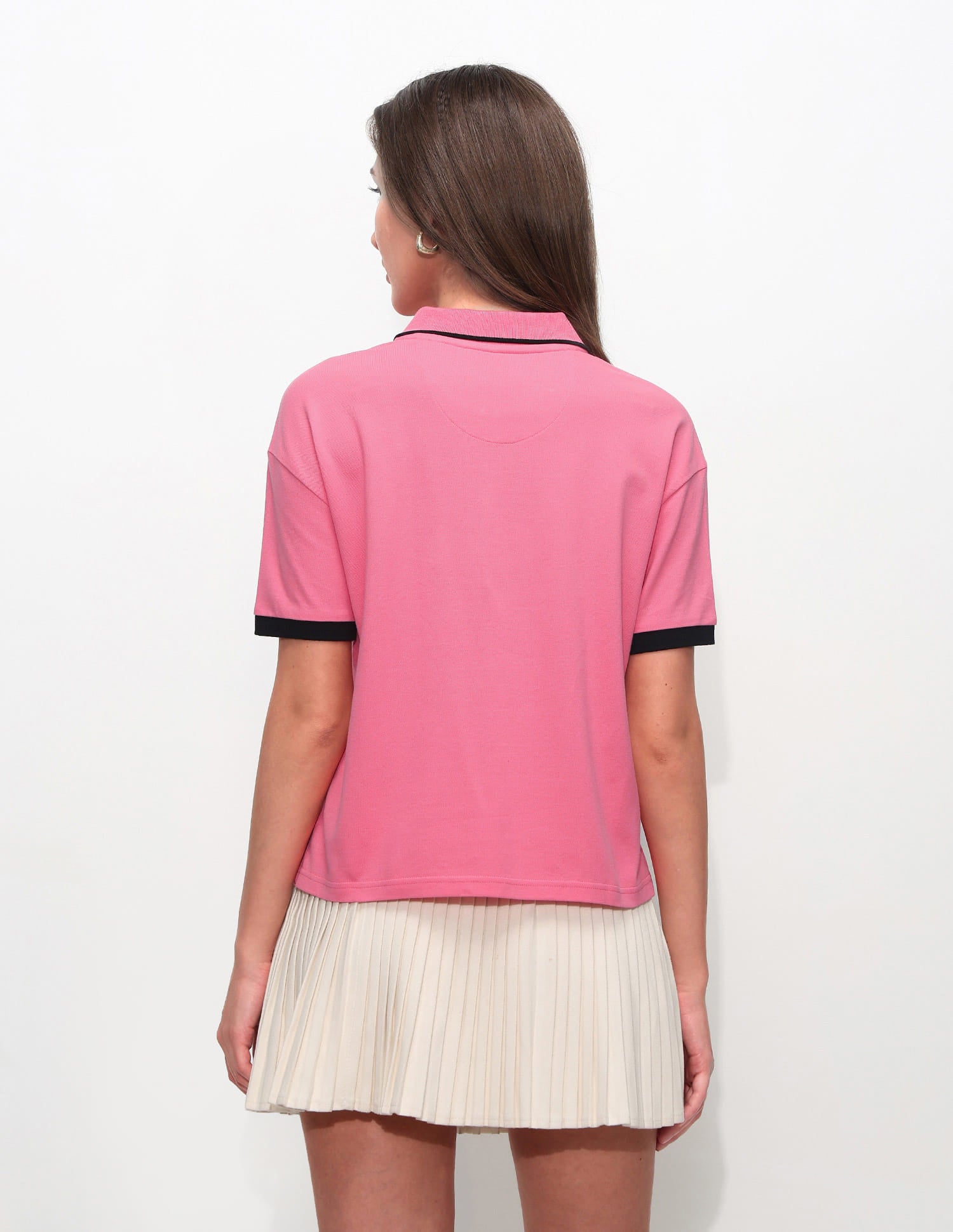 Boxy Fit Cropped Polo Shirt Pink - U.S. Polo Assn. India | Large