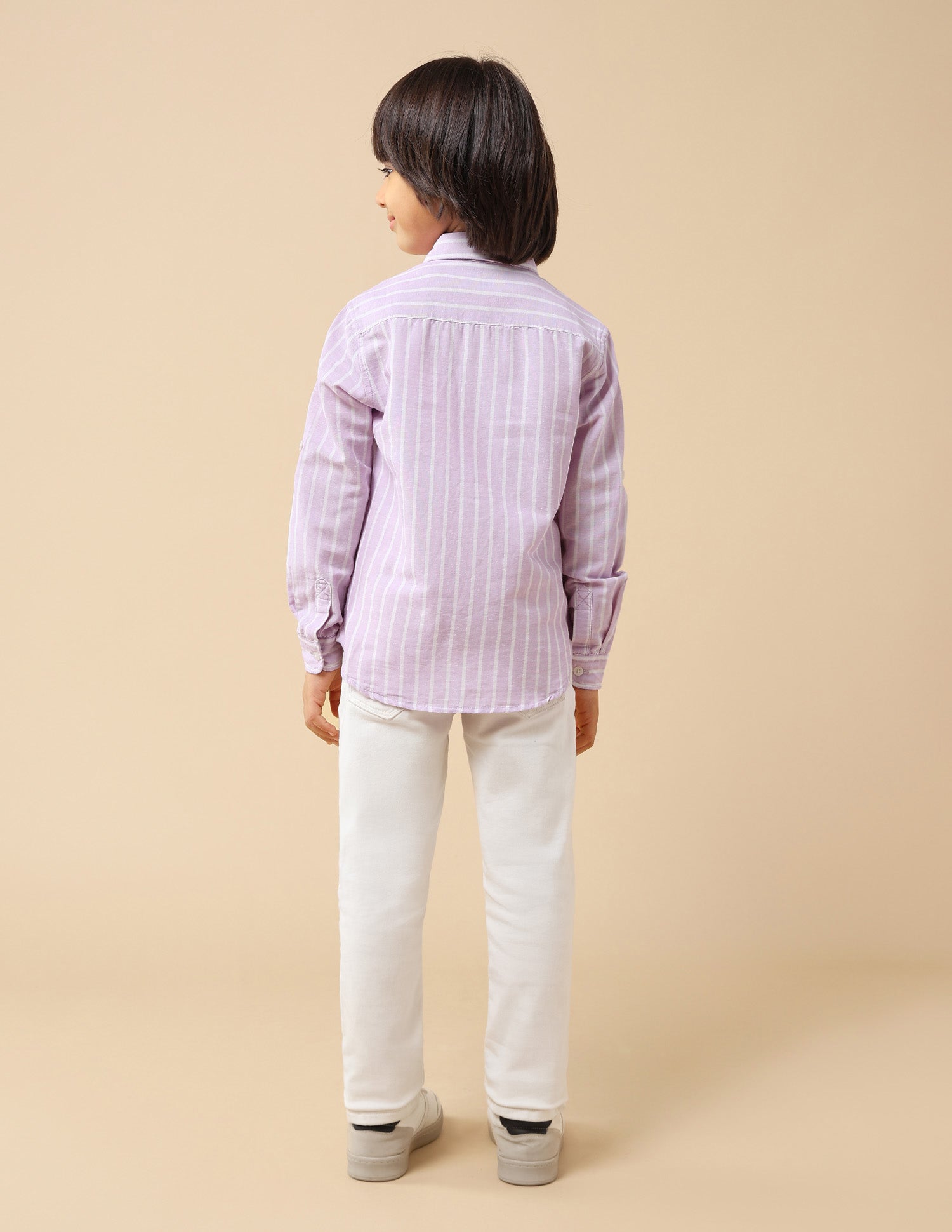 Boys Vertical Striped Dobby Shirt Lilac - U.S. POLO ASSN. | Large