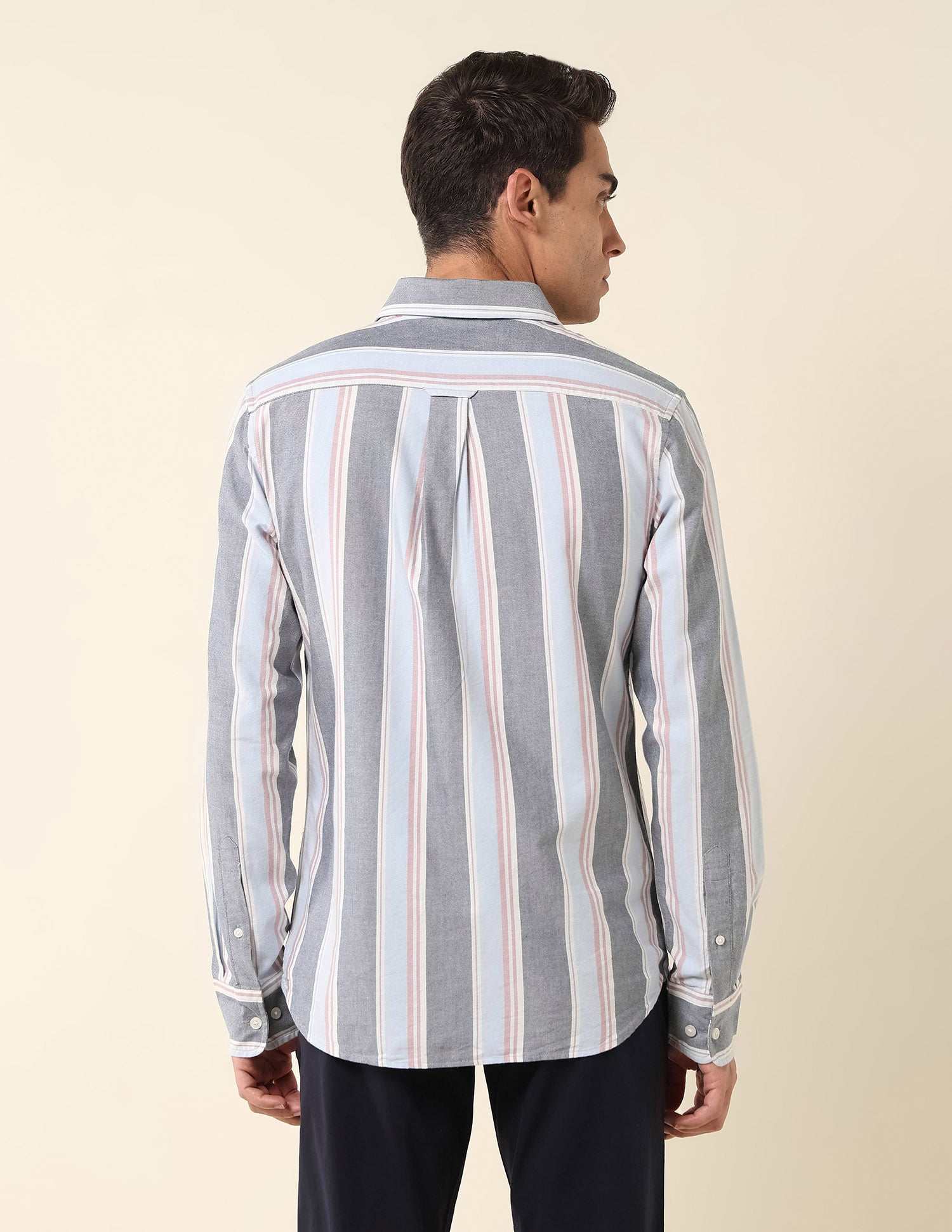 Vertical Striped Pure Cotton Shirt Navy - U.S. Polo Assn. India | Large