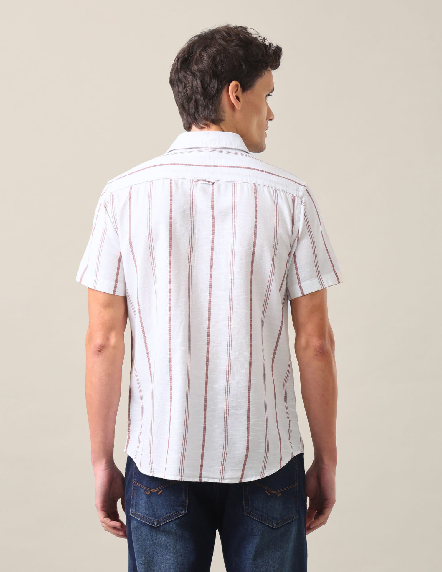 Vertical Striped Regular Fit Shirt Rust - U.S. Polo Assn. India | Large