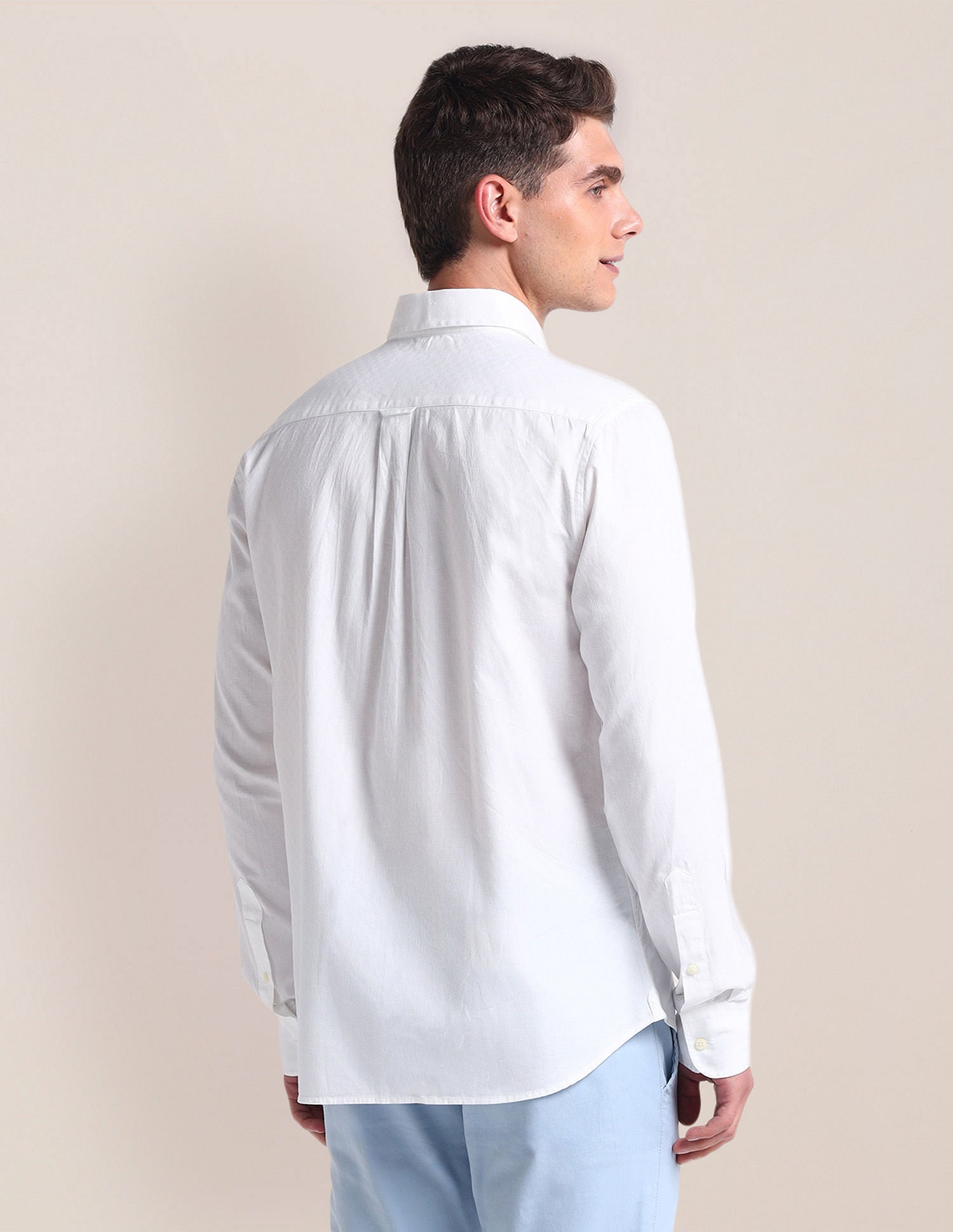 Semi Cutaway Collar Cotton Shirt White - U.S. POLO ASSN. | Large