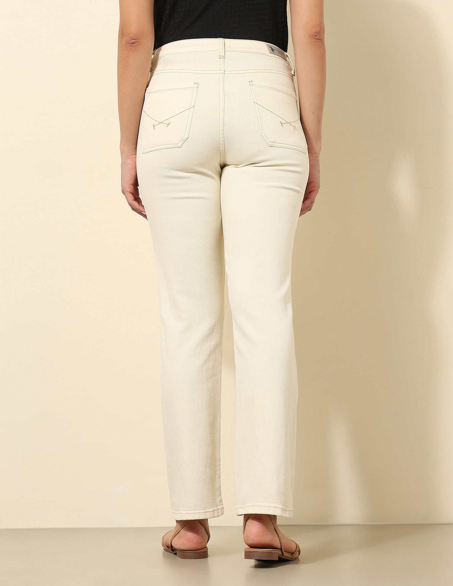 High Rise Straight Fit Jeans Ecru - U.S. POLO ASSN. | Large